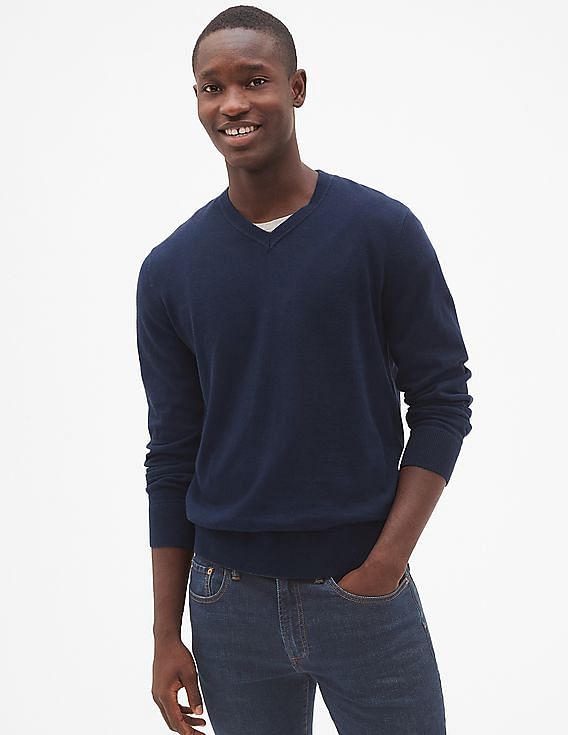 Buy GAP Men Blue Budding V Neck Pullover Sweater NNNOW