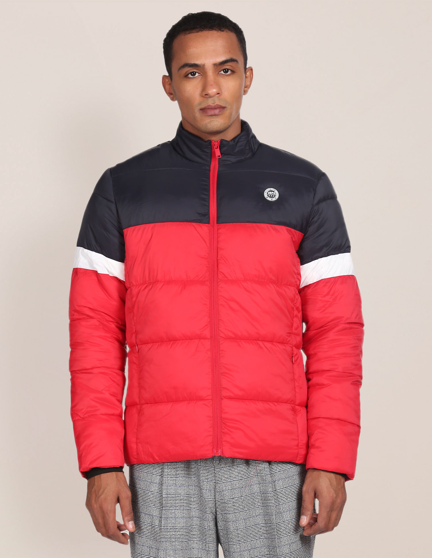 Buy U.S. Polo Assn. High Neck Colour Block Jacket - NNNOW.com