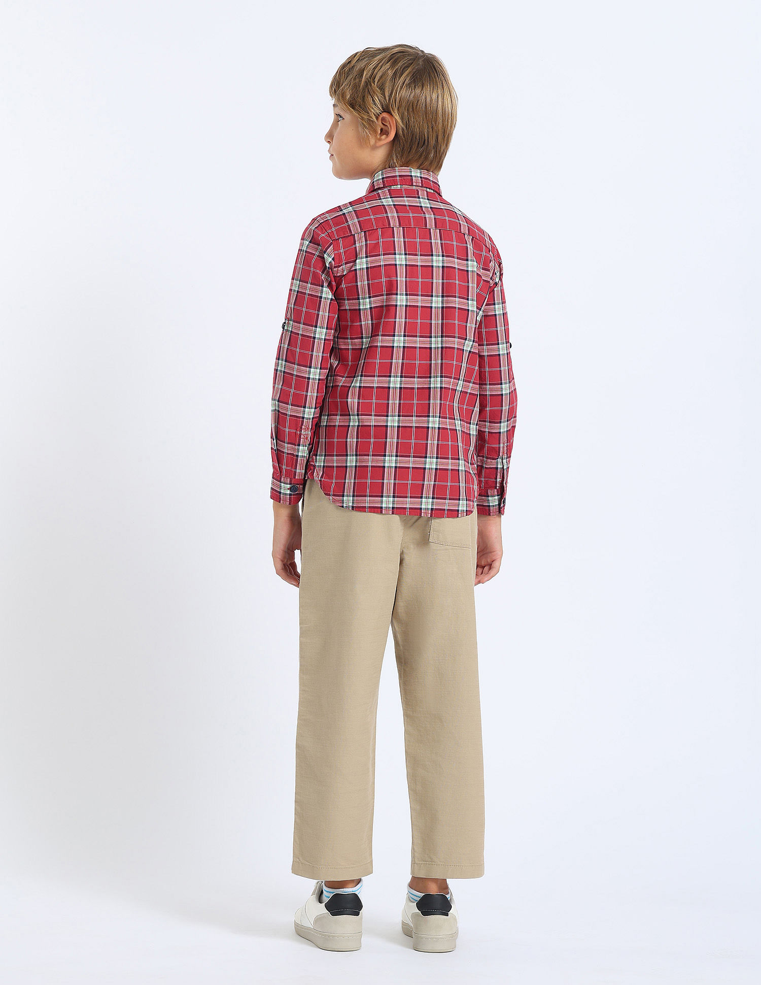 U.S. Polo Assn. Kids Boys Plaid Checked Regular Fit Shirt