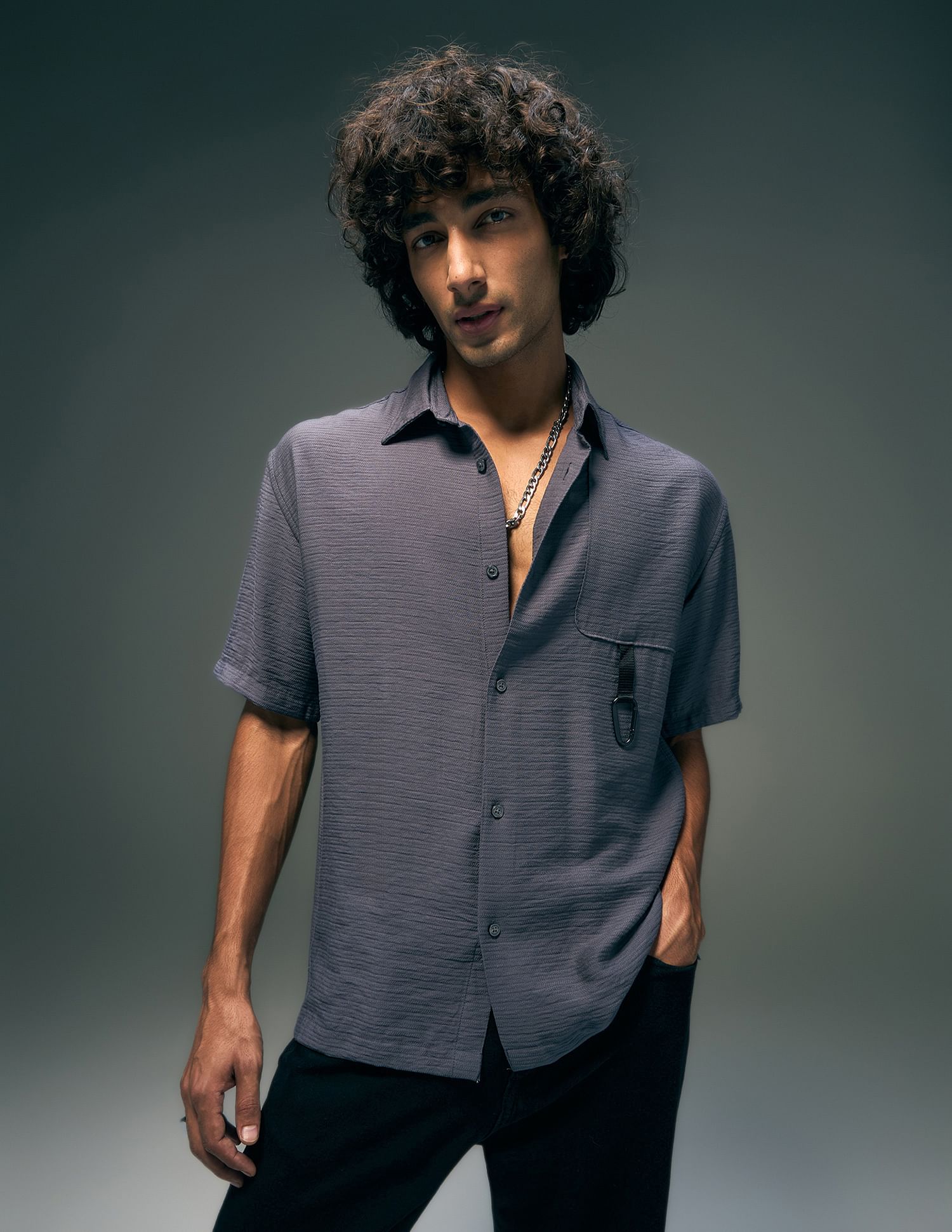 Flying Machine Textured Oversized Fit Shirt