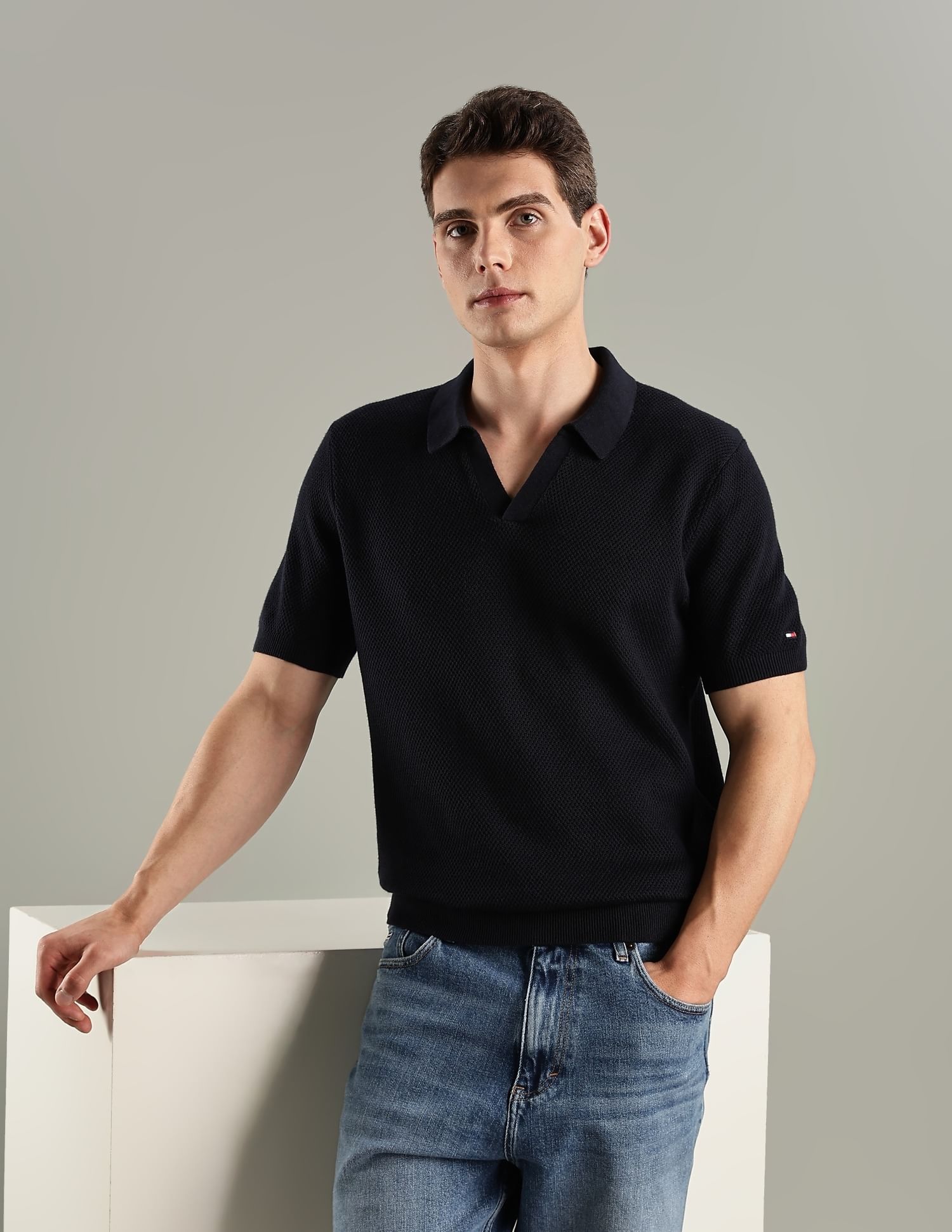 Tommy Hilfiger Texture Regular-Fit Cotton Polo T-Shirt