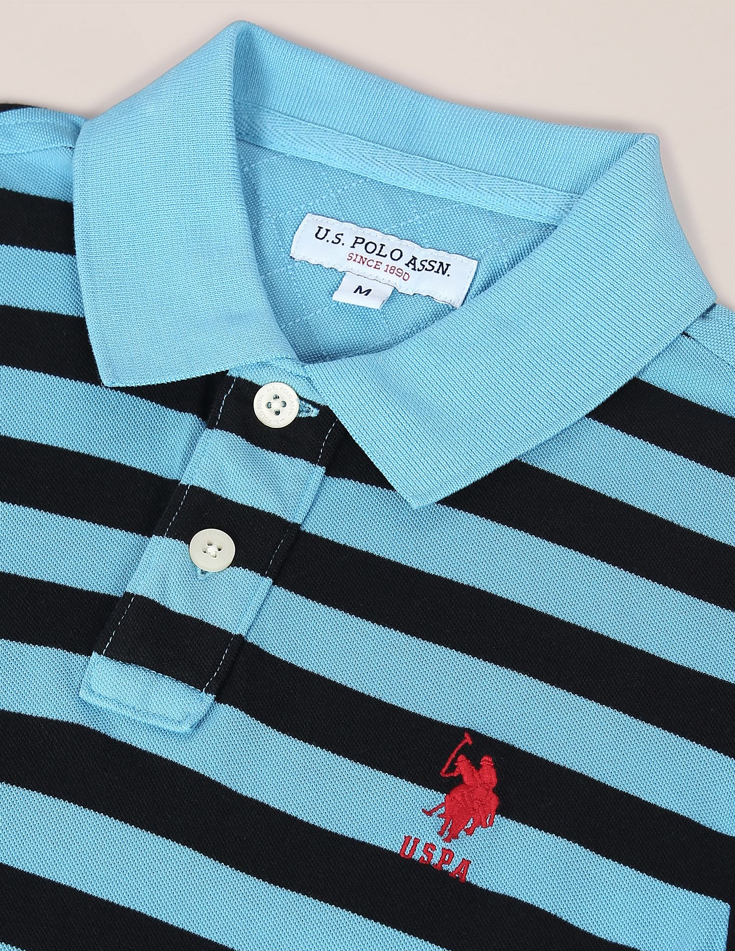 U.S. Polo Assn. Ribbed Collar Striped Polo Shirt