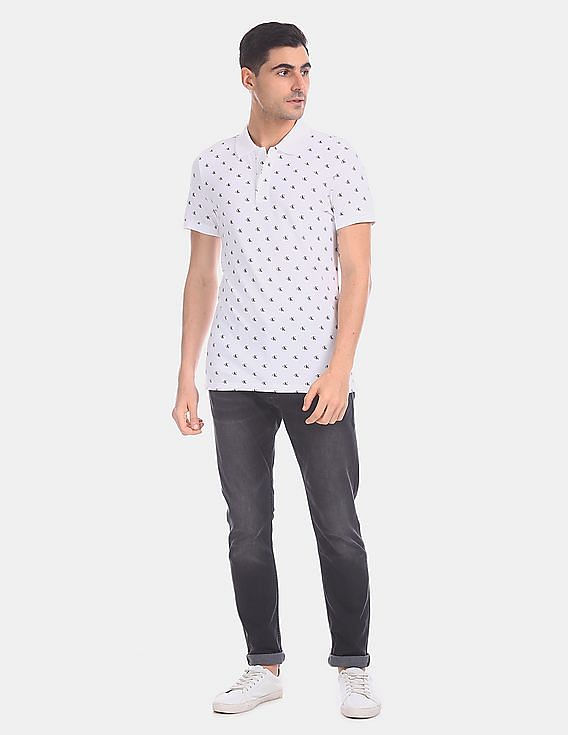 Tシャツ・カットソー OFF WHITE Men Polo Shirts OMAA161C99JER0010110 White T-SMITH-DIV Man: Polo shirt with high-density logo print