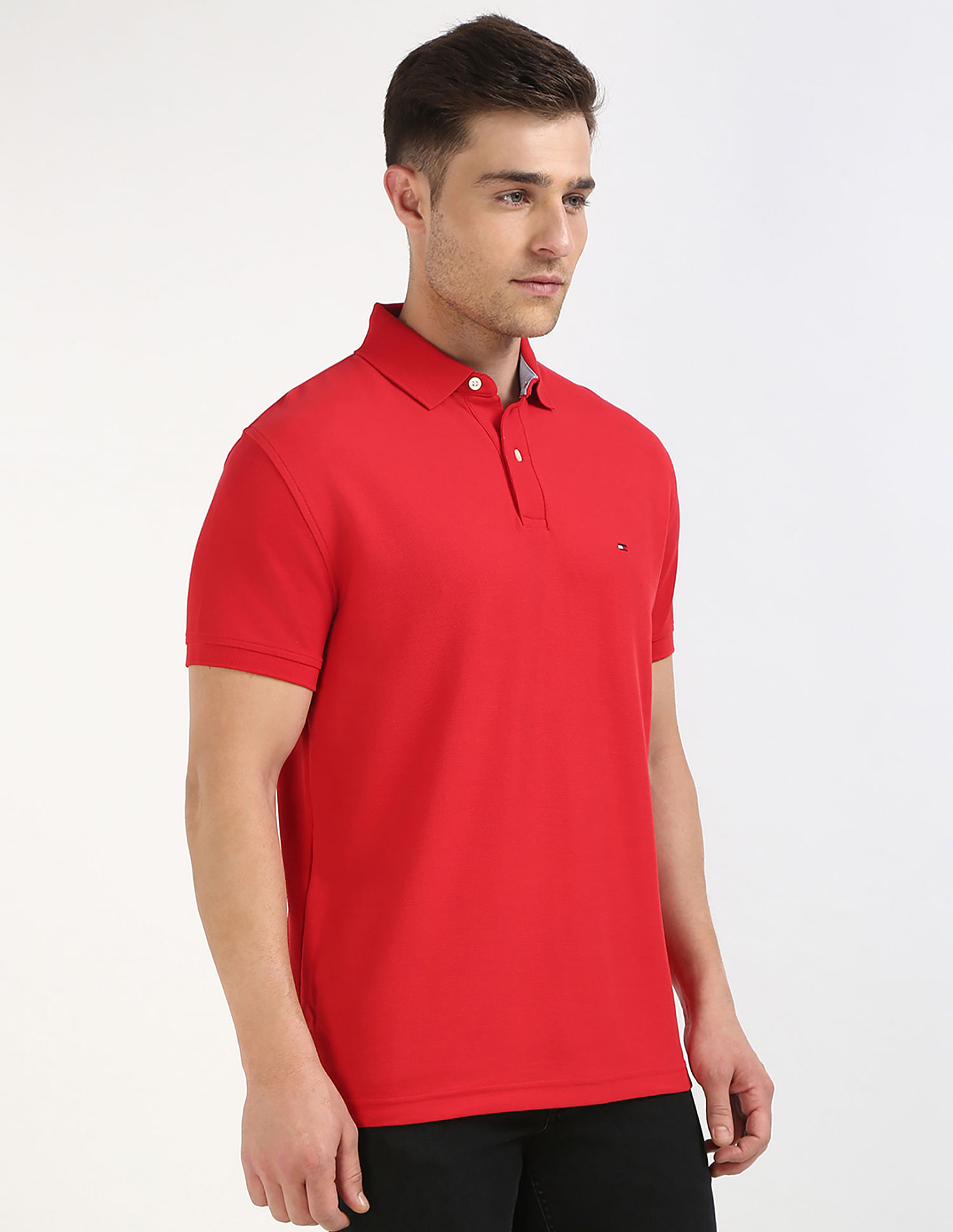Tommy Hilfiger Solid Regular-Fit Cotton Polo Shirt