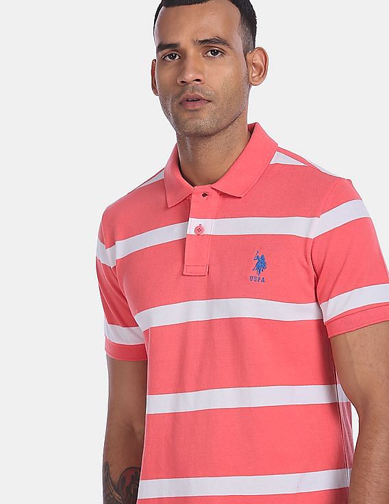 Mens Pink Striped Polo Shirt | vlr.eng.br