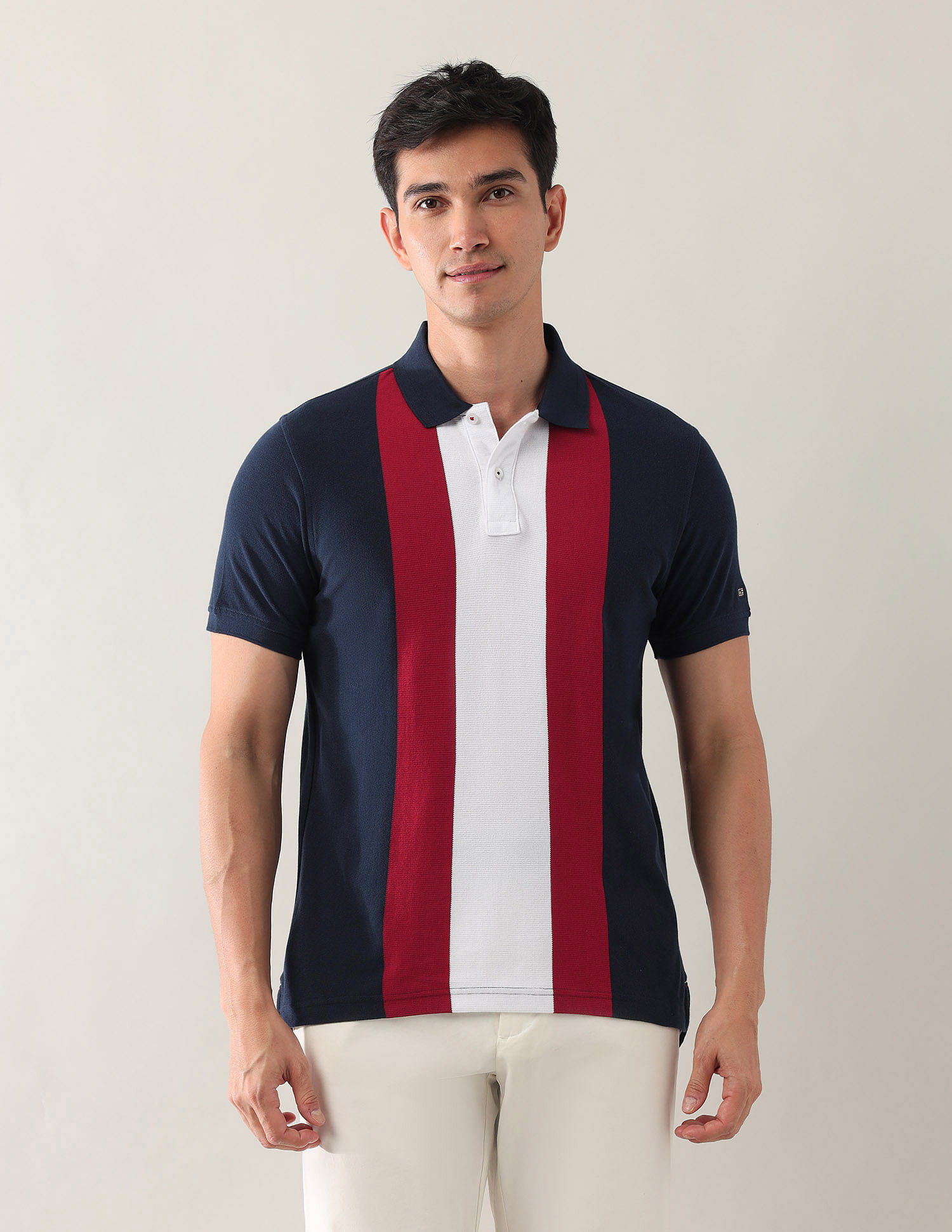 Arrow Sport Pure Cotton Colourblocked Polo Shirt
