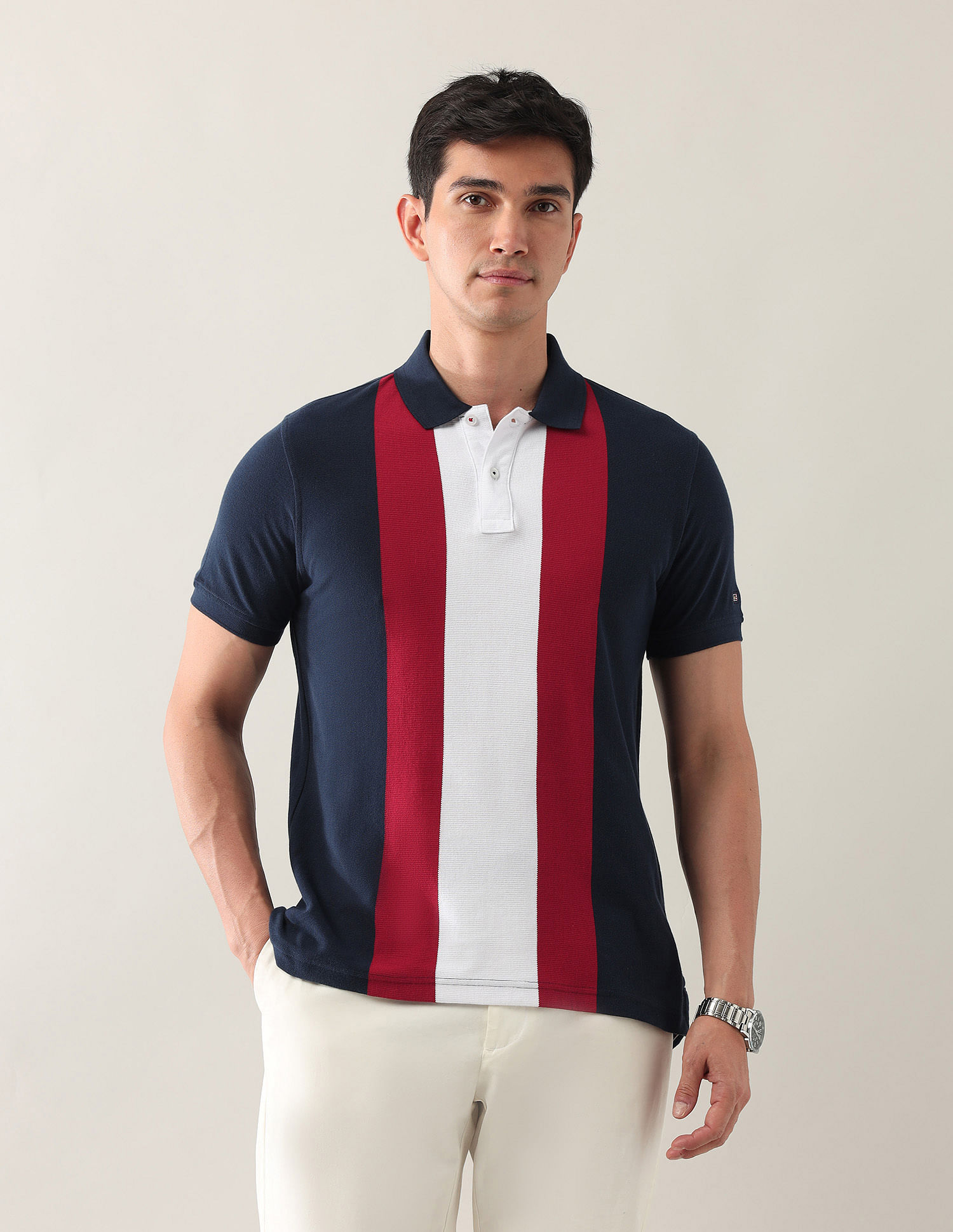 Arrow Sport Pure Cotton Colourblocked Polo Shirt