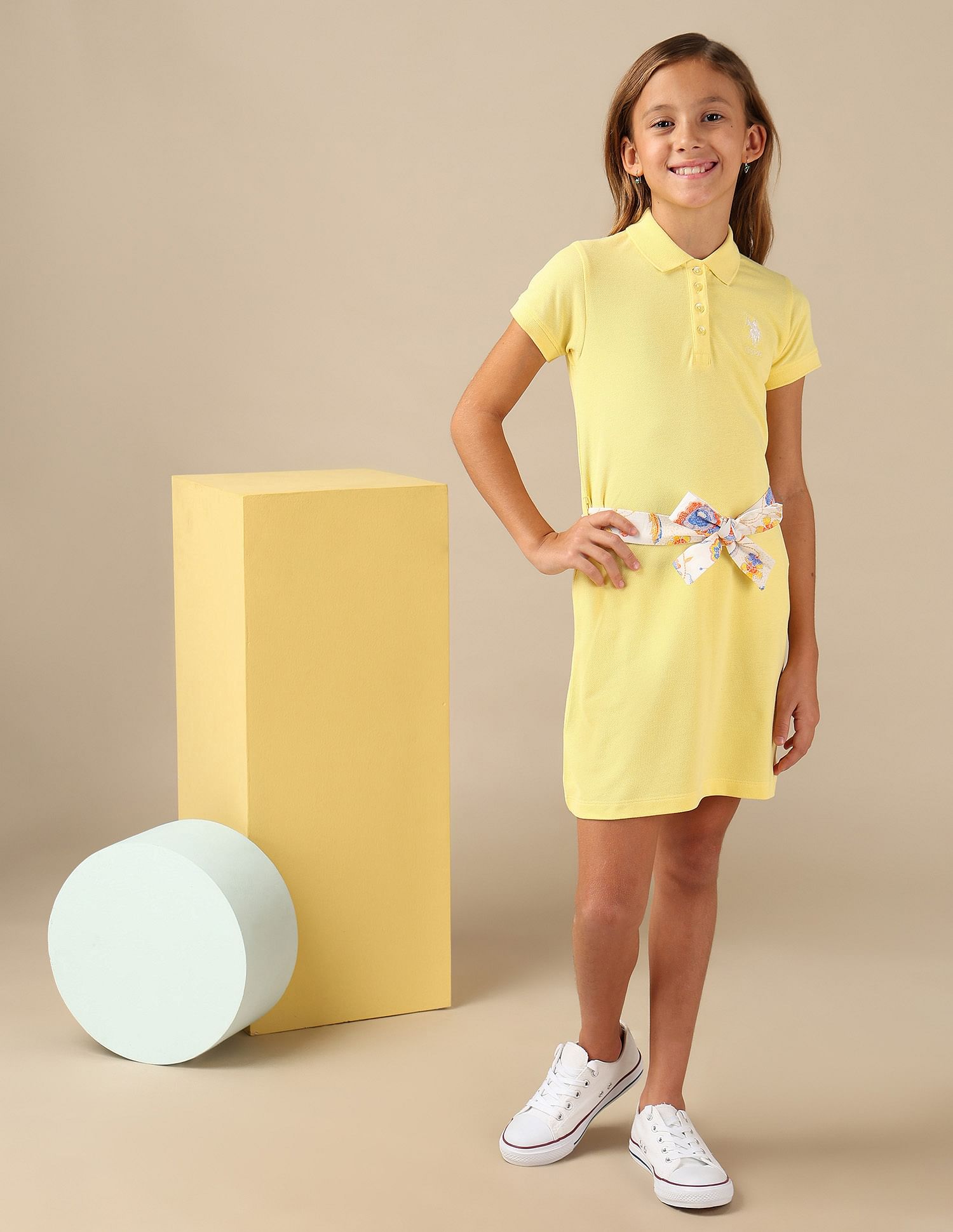 U.S. Polo Assn. Kids Girls Solid A Line Polo Dress