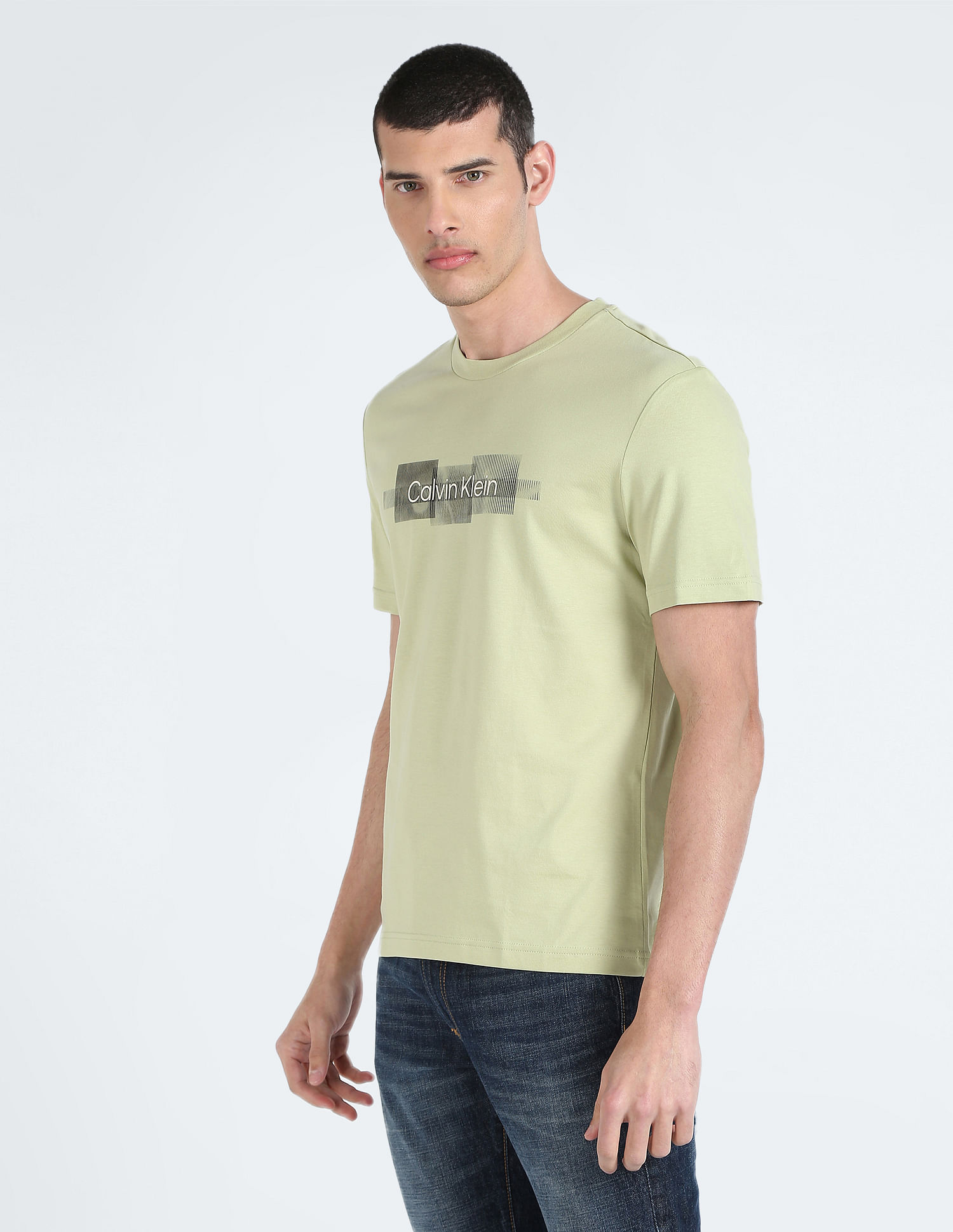 Calvin Klein Recycled Cotton Box Stripe Logo T-Shirt
