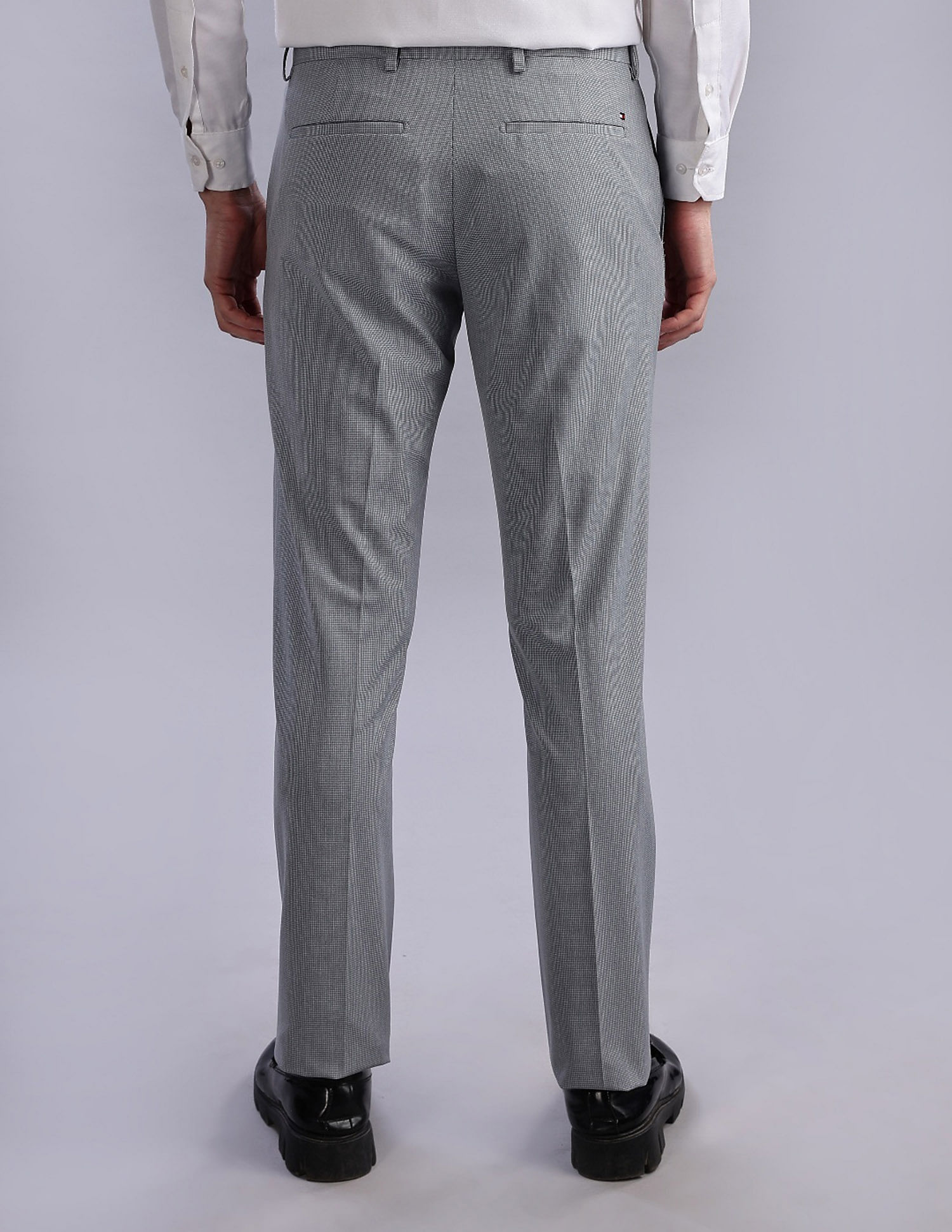 Tommy Hilfiger Regular-Fit Self-Design Mid Rise Trousers