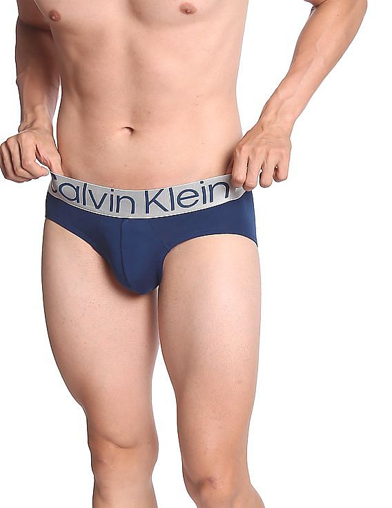 Buy Calvin Klein Underwear Men Blue Mid Rise Solid Hip Briefs