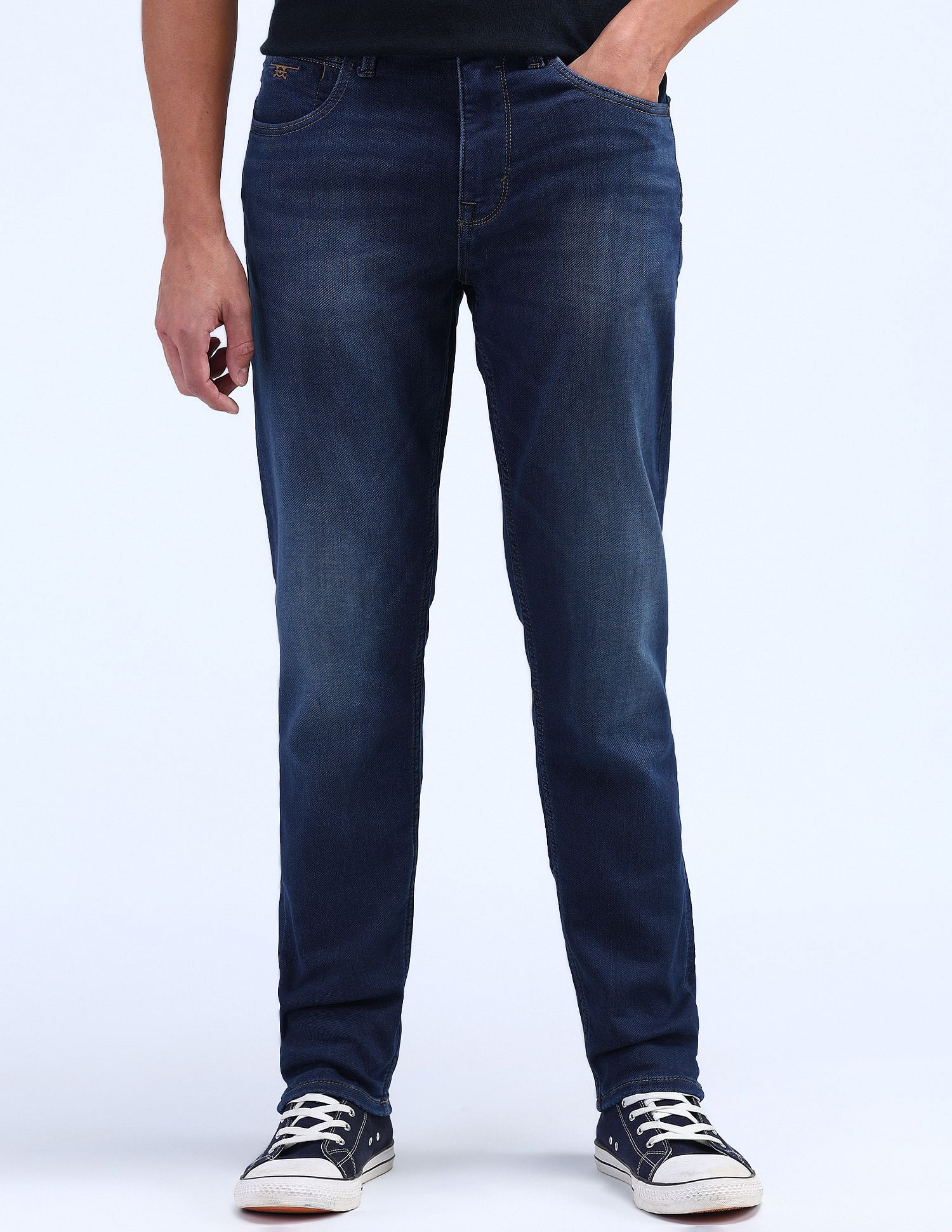 Flying Machine Slash Slim Tapered Fit Jeans