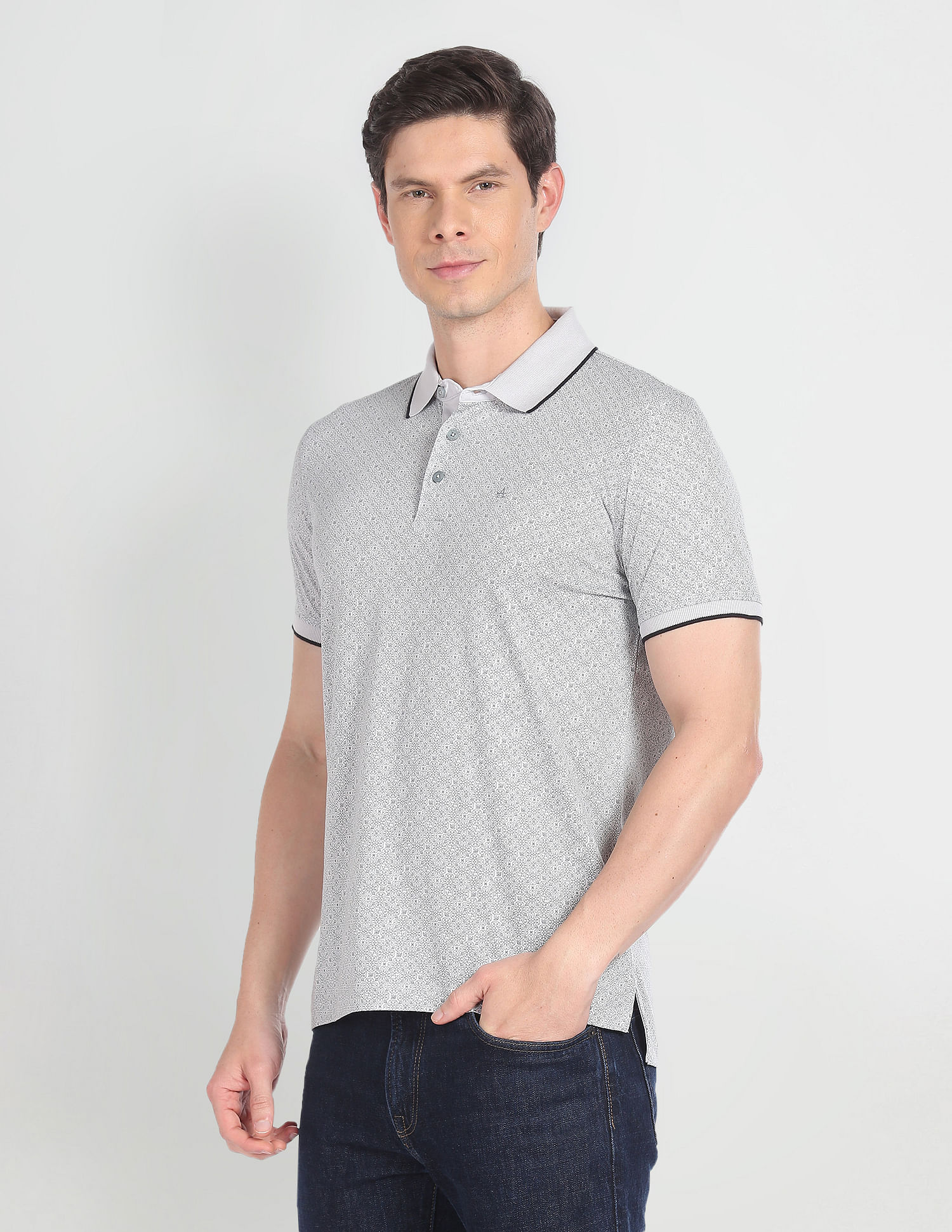 Buy Arrow Cotton Geometric Print Polo Shirt - NNNOW.com