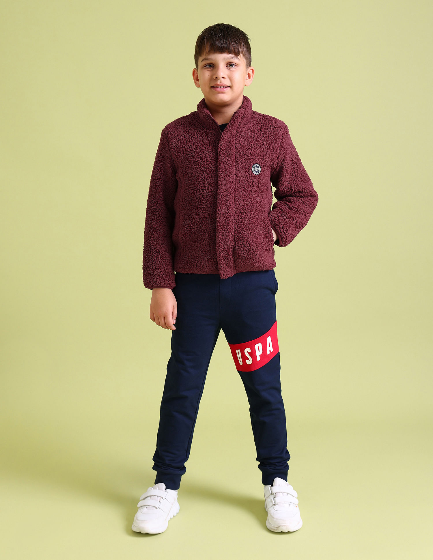 U.S. Polo Assn. Kids Solid Sherpa Knit Jacket
