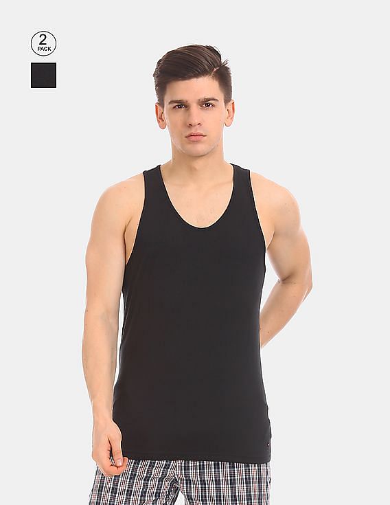 Buy Tommy Hilfiger Solid Cotton Stretch Vest Pack Of 2 NNNOW