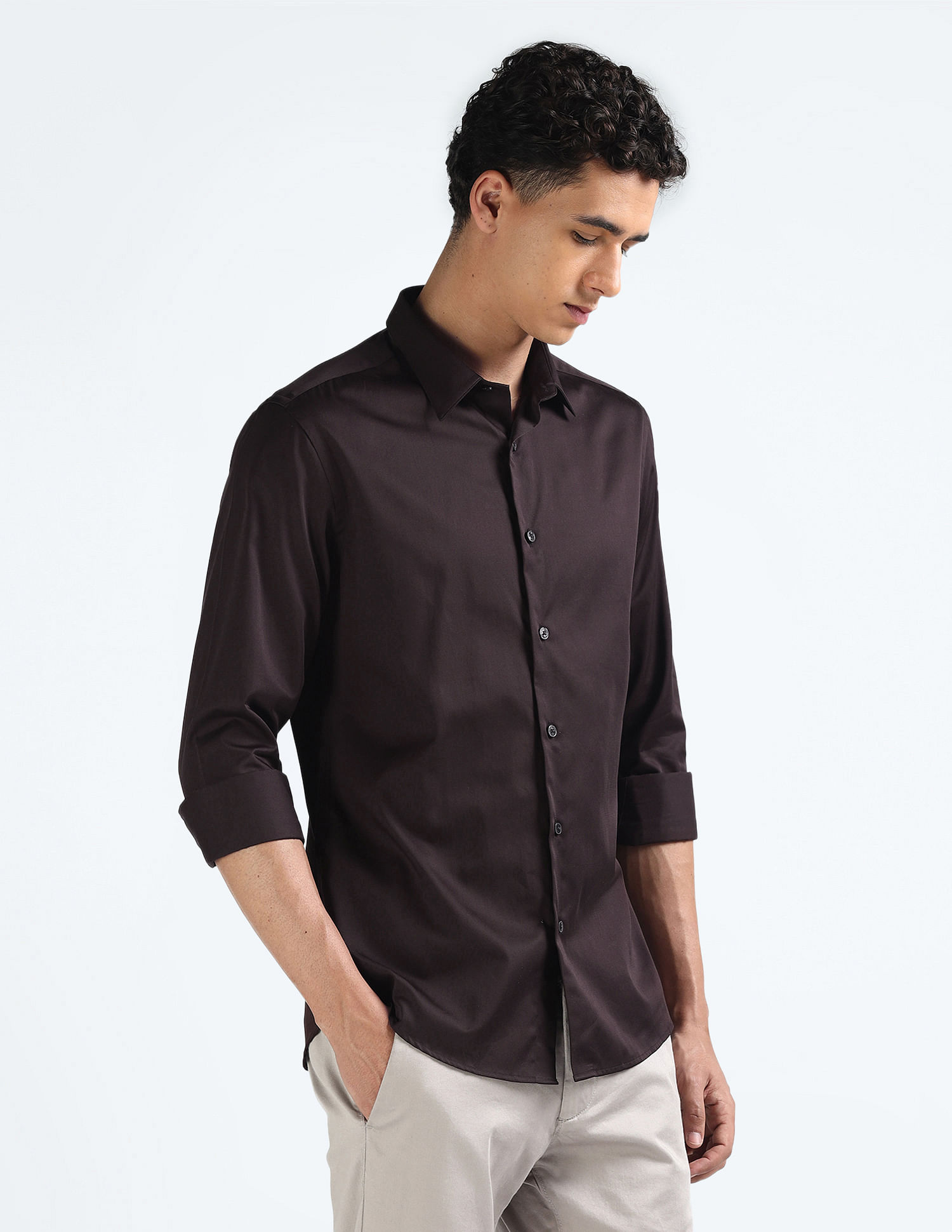 Flying Machine Sateen Cotton Slim Fit Shirt
