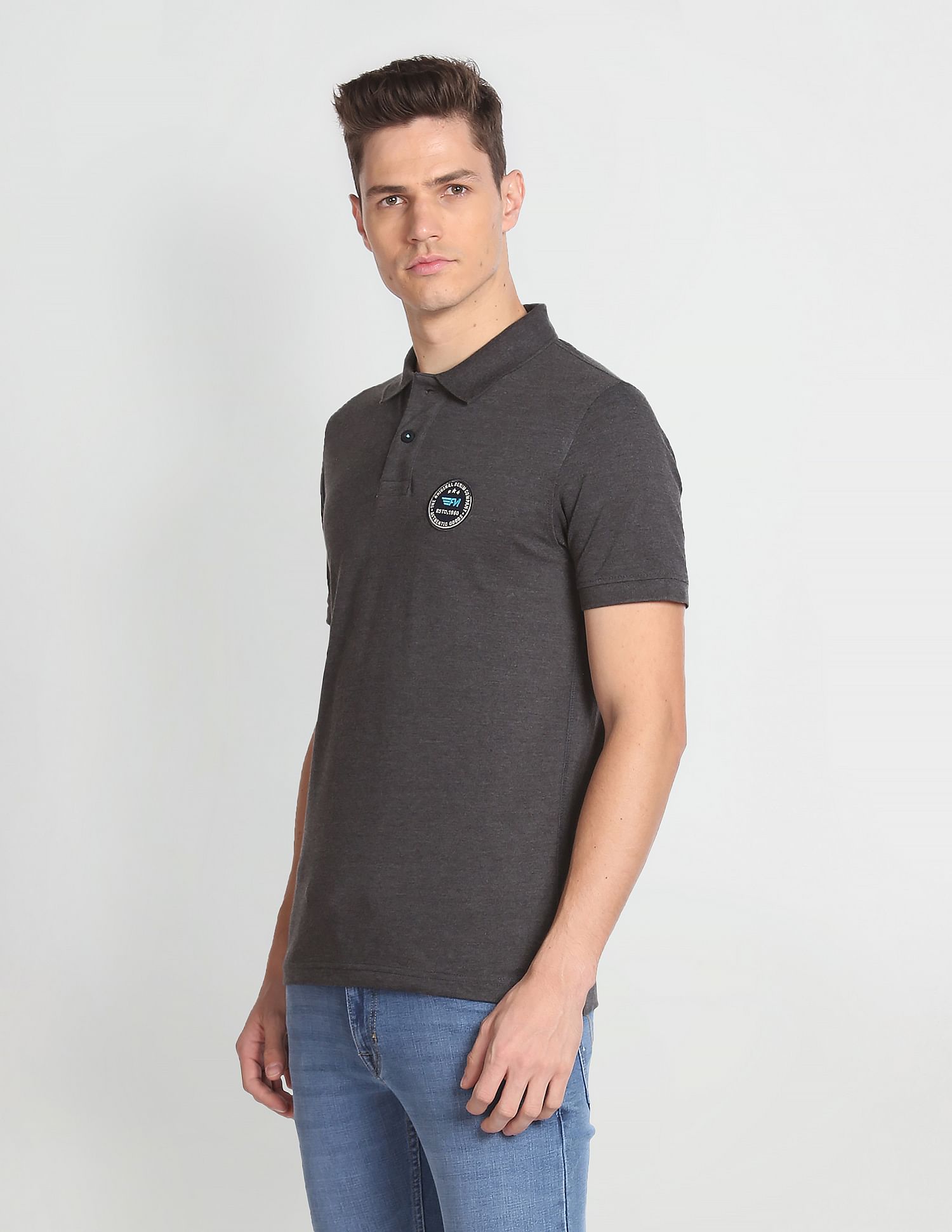 Flying Machine Appliqued Pique Polo Shirt