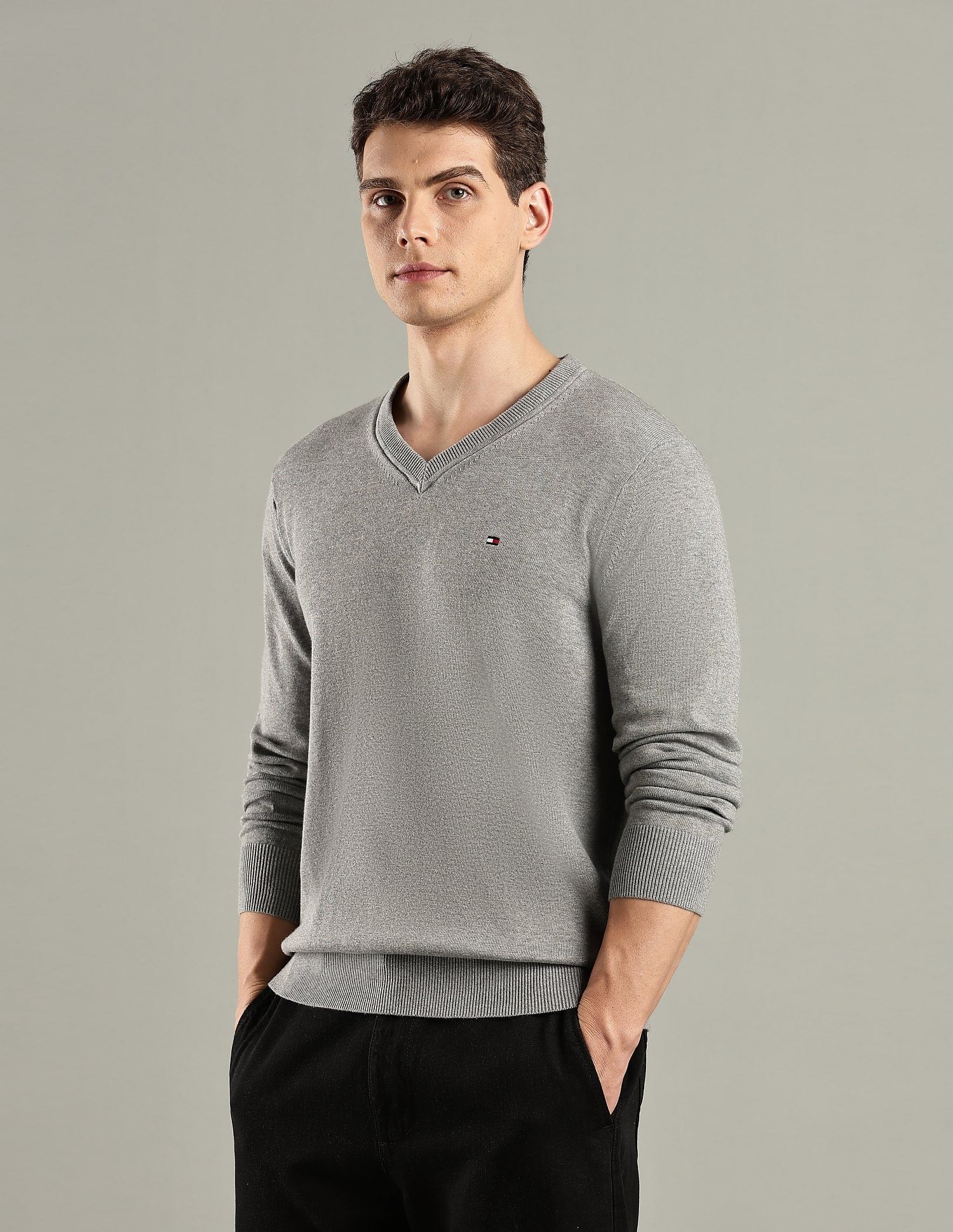 Tommy Hilfiger Solid Regular-Fit Cotton Sweater