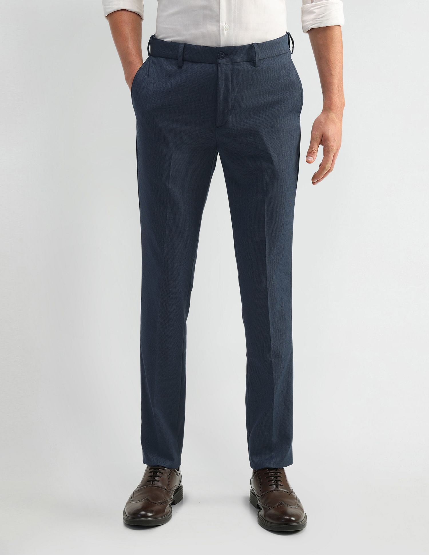 Arrow Newyork Textured Slim Fit Trousers