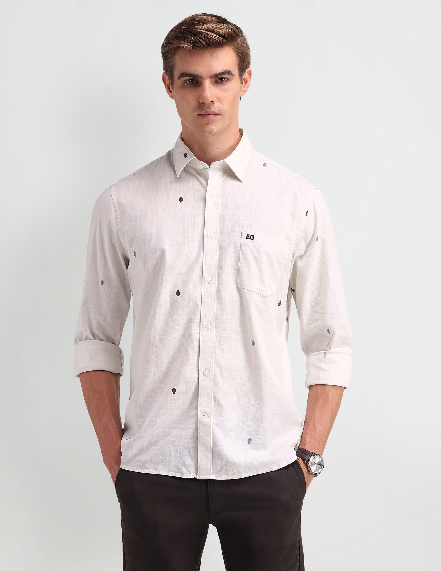 Arrow Sport Geometric Print Cotton Shirt