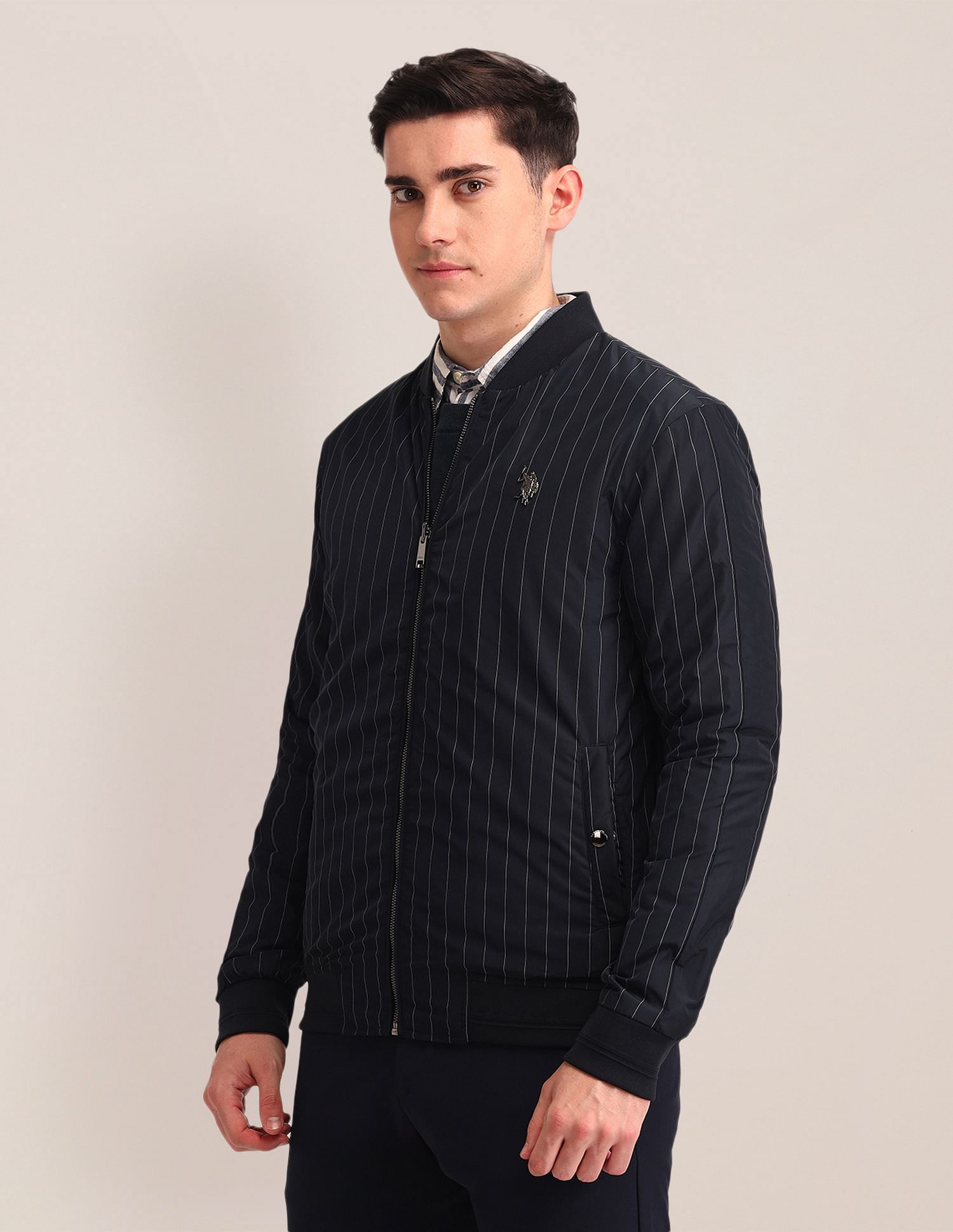 U.S. Polo Assn. Regular Fit Striped Bomber Jacket