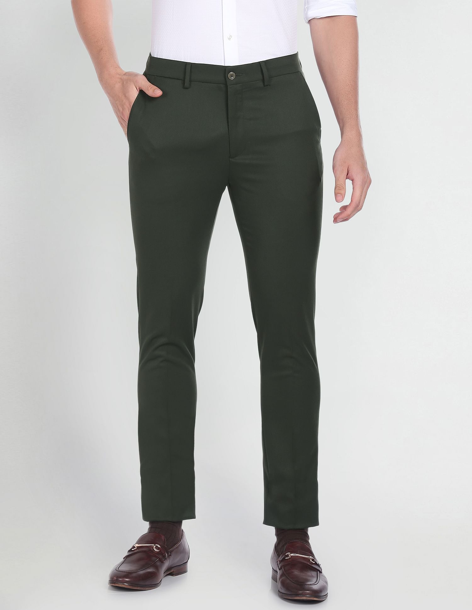 Arrow Newyork Solid Dobby Smart Flex Trousers