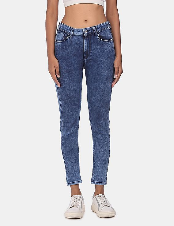 Flying Machine Women Veronica Skinny Fit Acid Wash Jeans