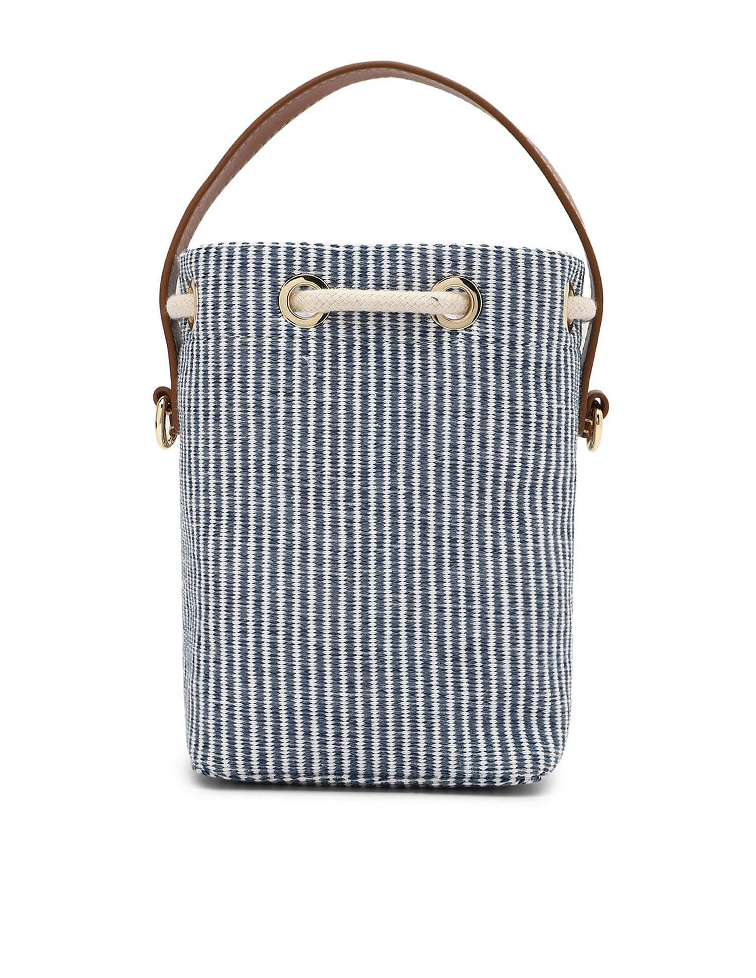 Tommy Hilfiger Striped Blue Cotton Sling Bag