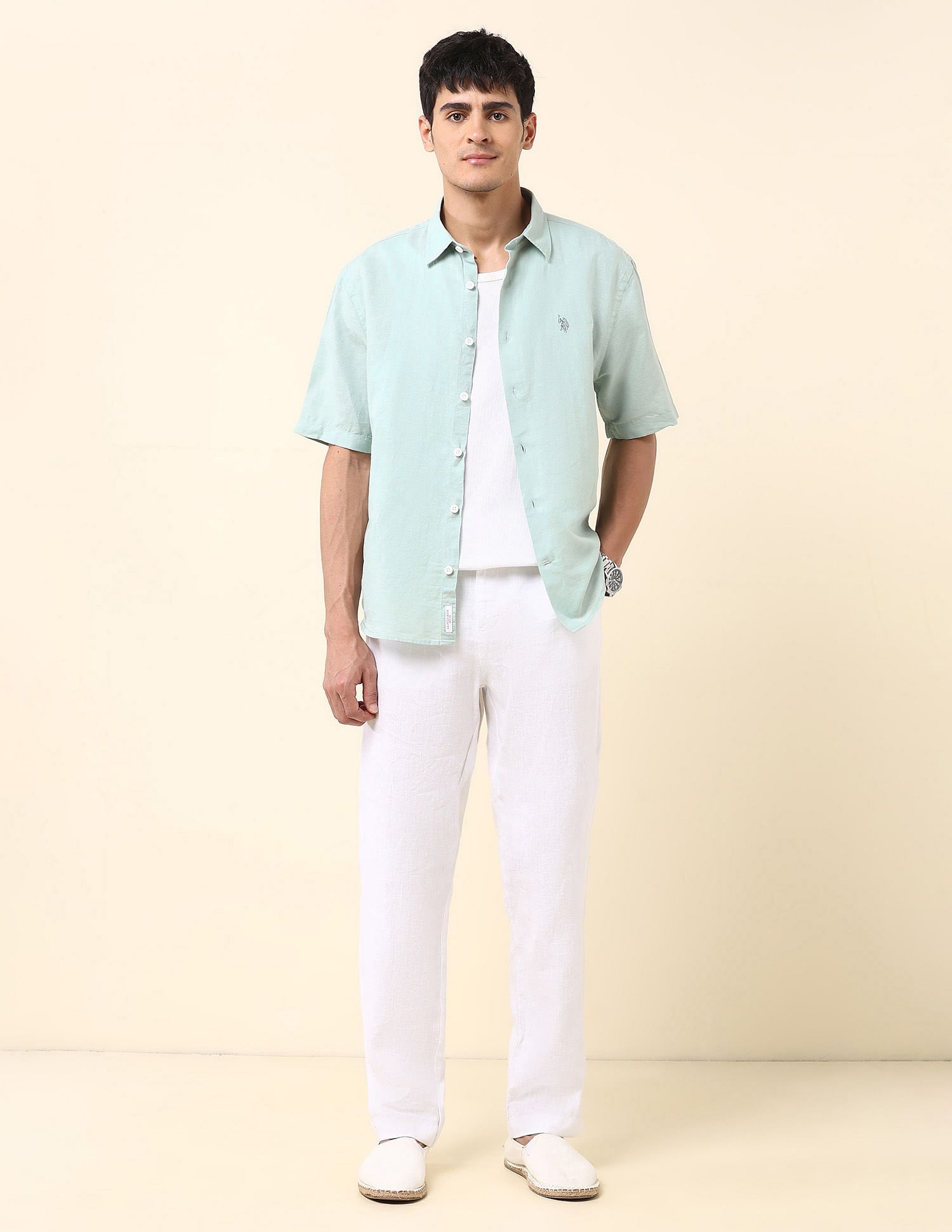 U.S. Polo Assn. Solid Tailored Fit Amsler Shirt