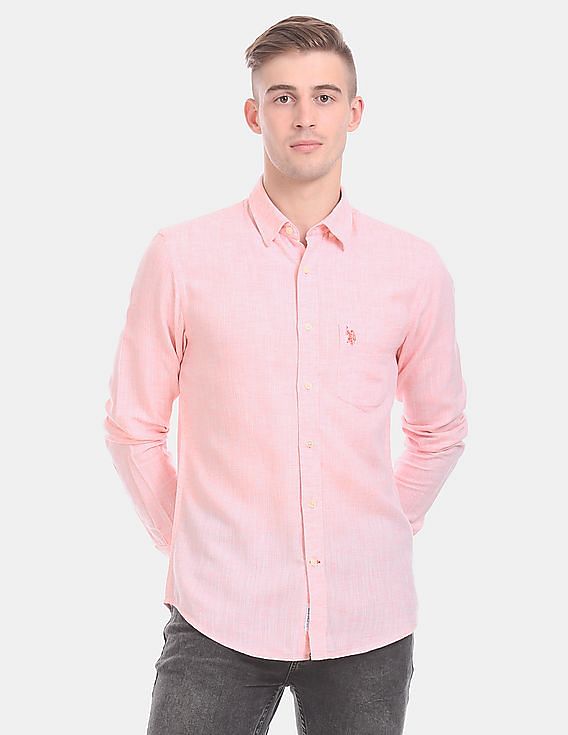 U.S. Polo Assn. Long Sleeve Cotton Lyocell Linen Casual Shirt