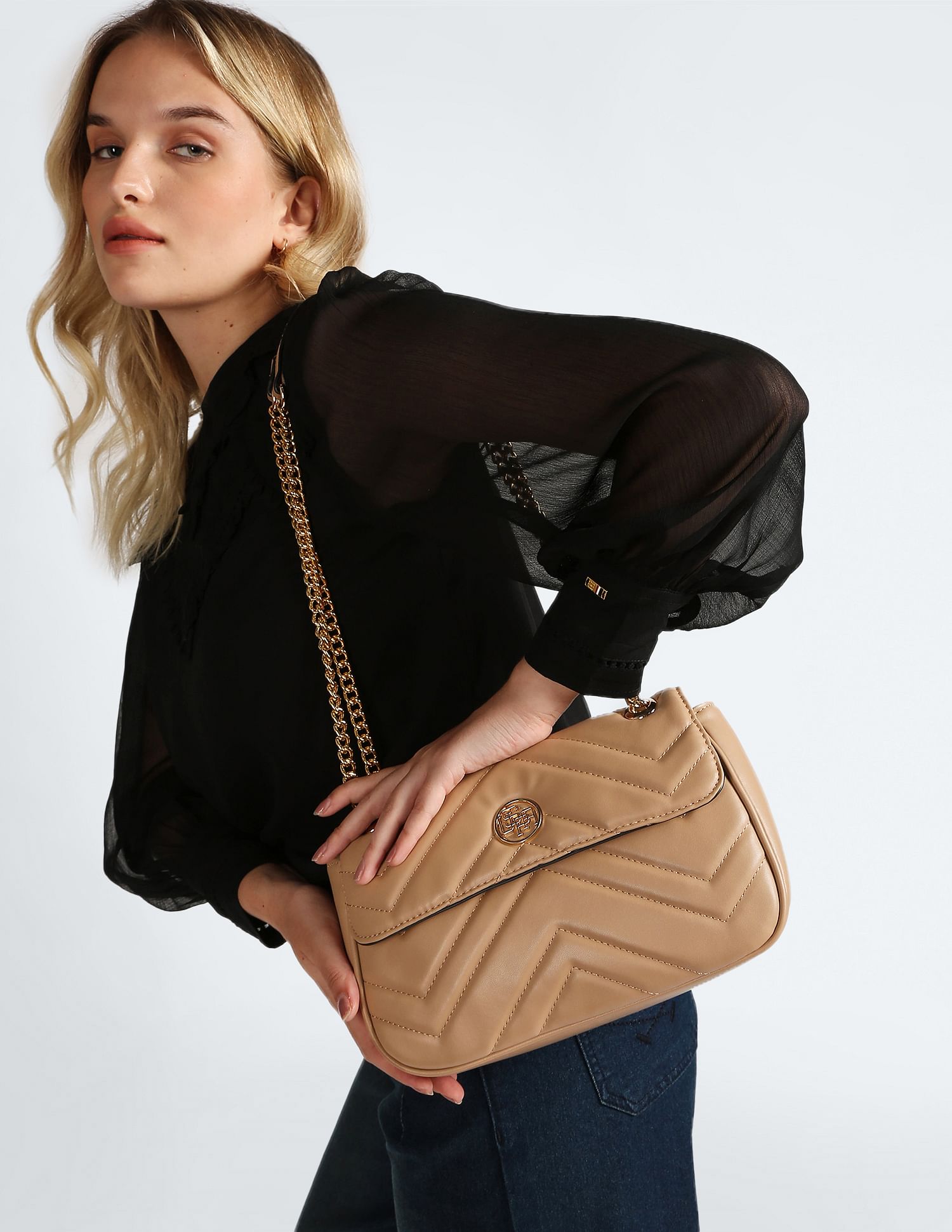 U.S. Polo Assn. Women Chain Strap Chevron Quilted Sling Bag