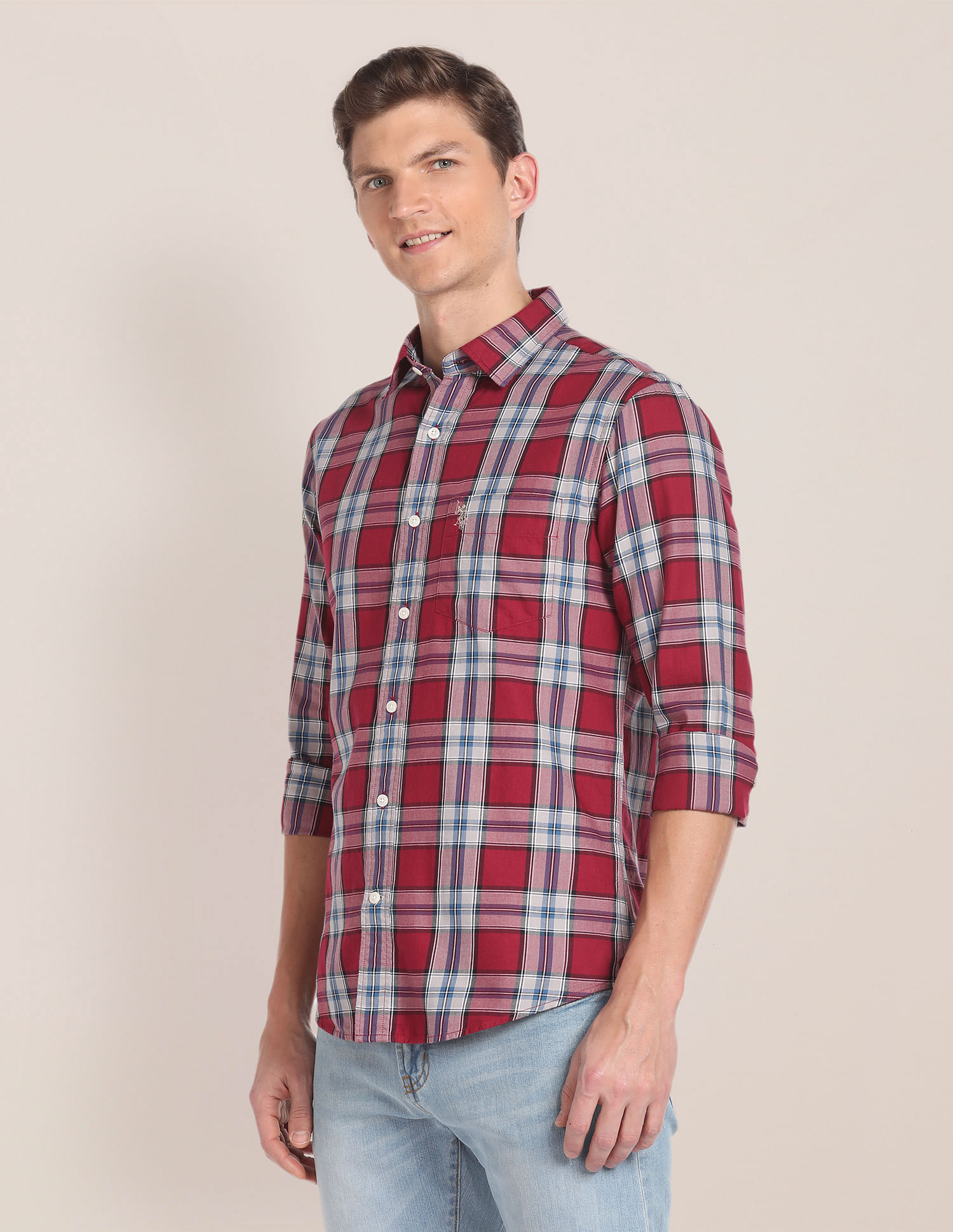 U.S. Polo Assn. Spread Collar Checked Shirt