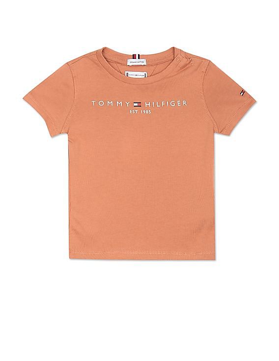 Buy Tommy Hilfiger Kids Boys Light Brown Organic Cotton Essential Logo  Print T-Shirt - NNNOW.com