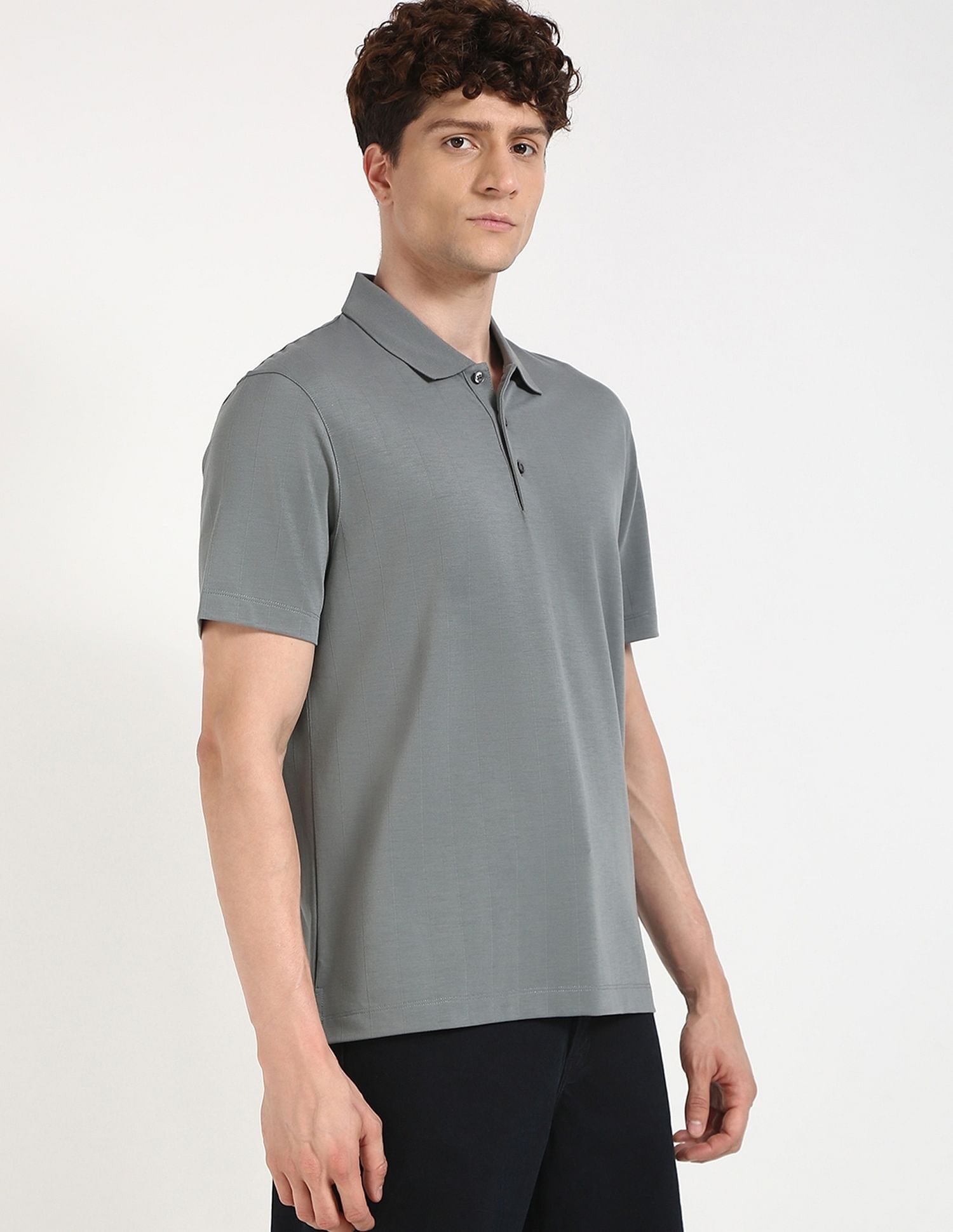 Calvin Klein Jeans Striped Regular-Fit Polyester Polo T-Shirt