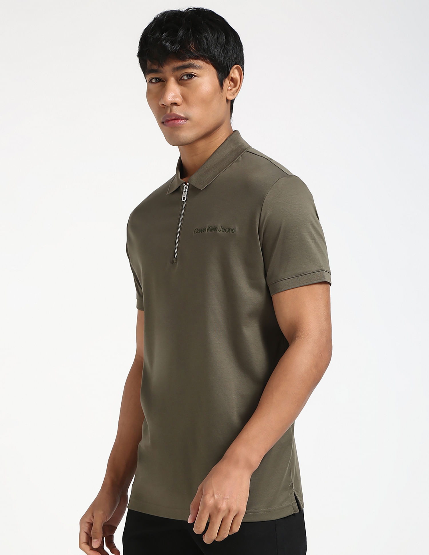 Calvin Klein Regular Half Zip Cotton Polo Shirt