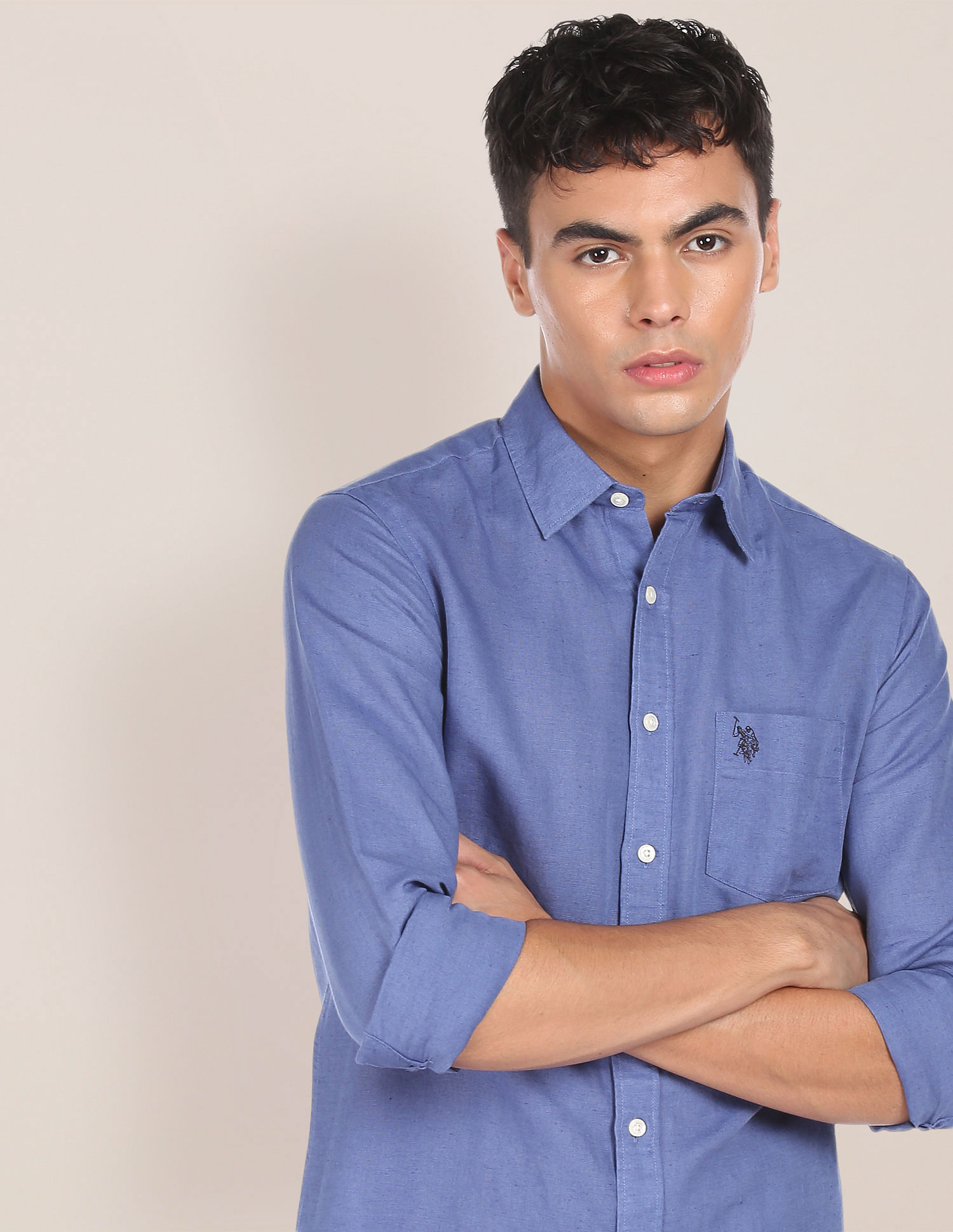 U.S. Polo Assn. Spread Collar Solid Casual Shirt