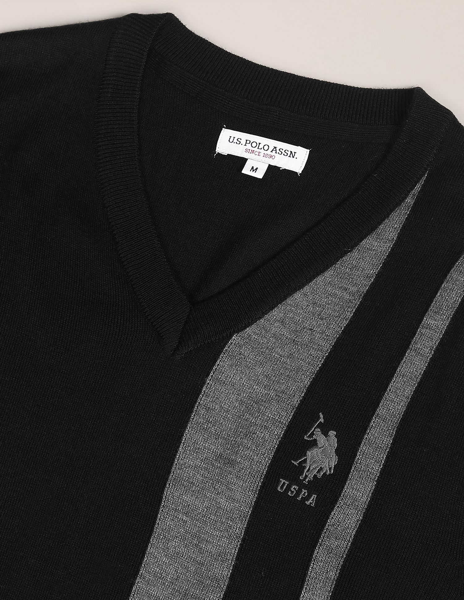 U.S. Polo Assn. V-Neck Vertical Stripe Sweater