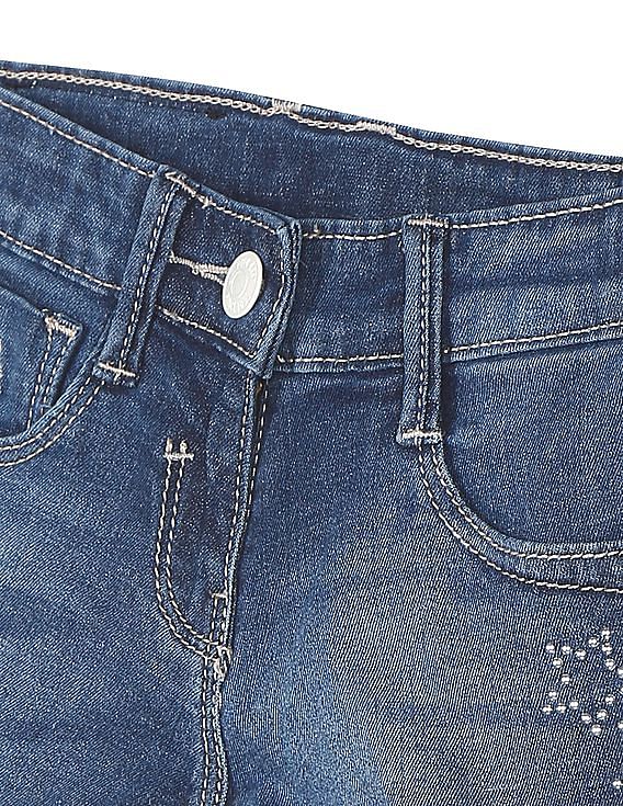 U.S. Polo Assn. Kids Mid Rise Whiskered Denim Shorts