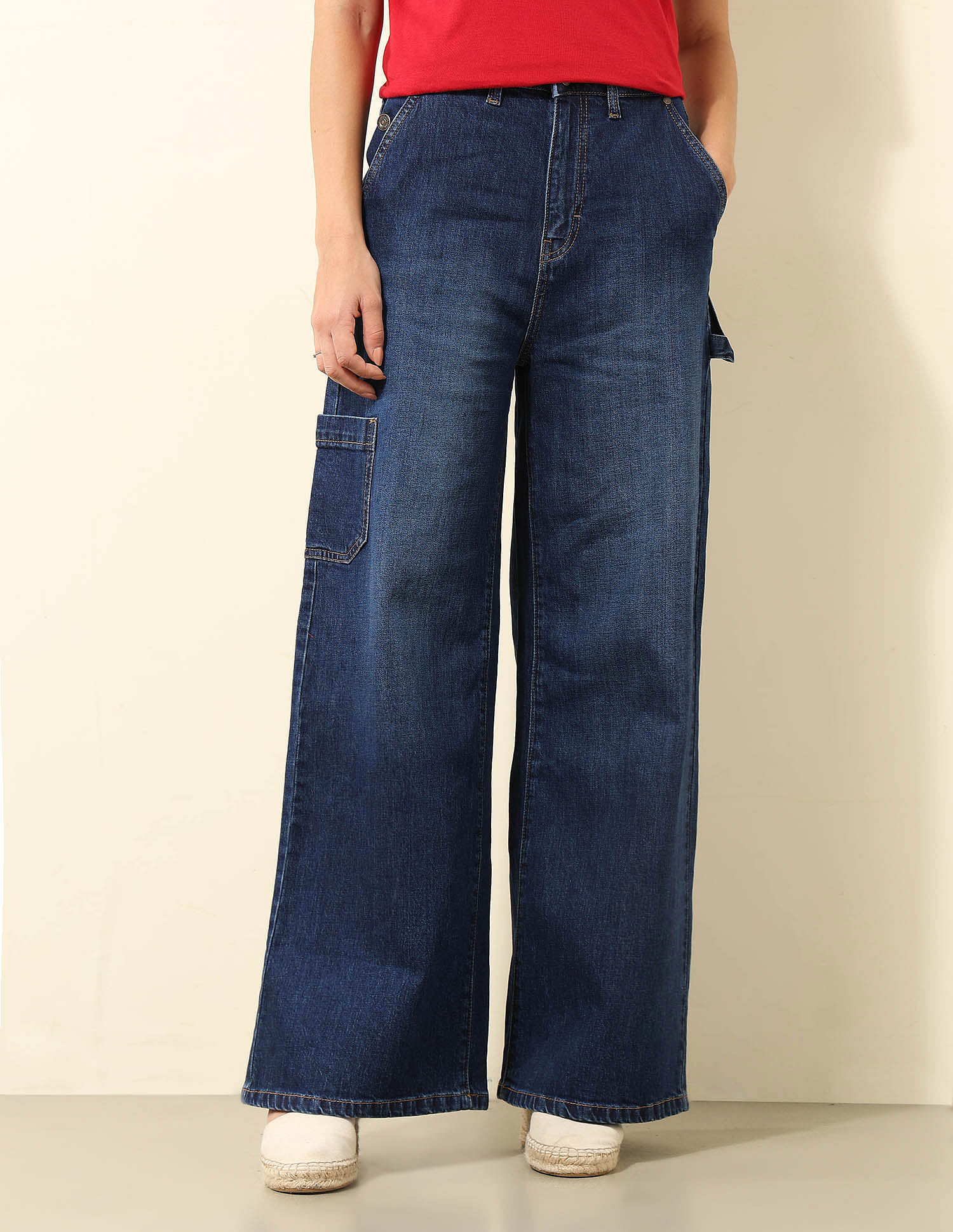 U.S. Polo Assn. Women High Rise Ultra Wide Leg Fit Jeans