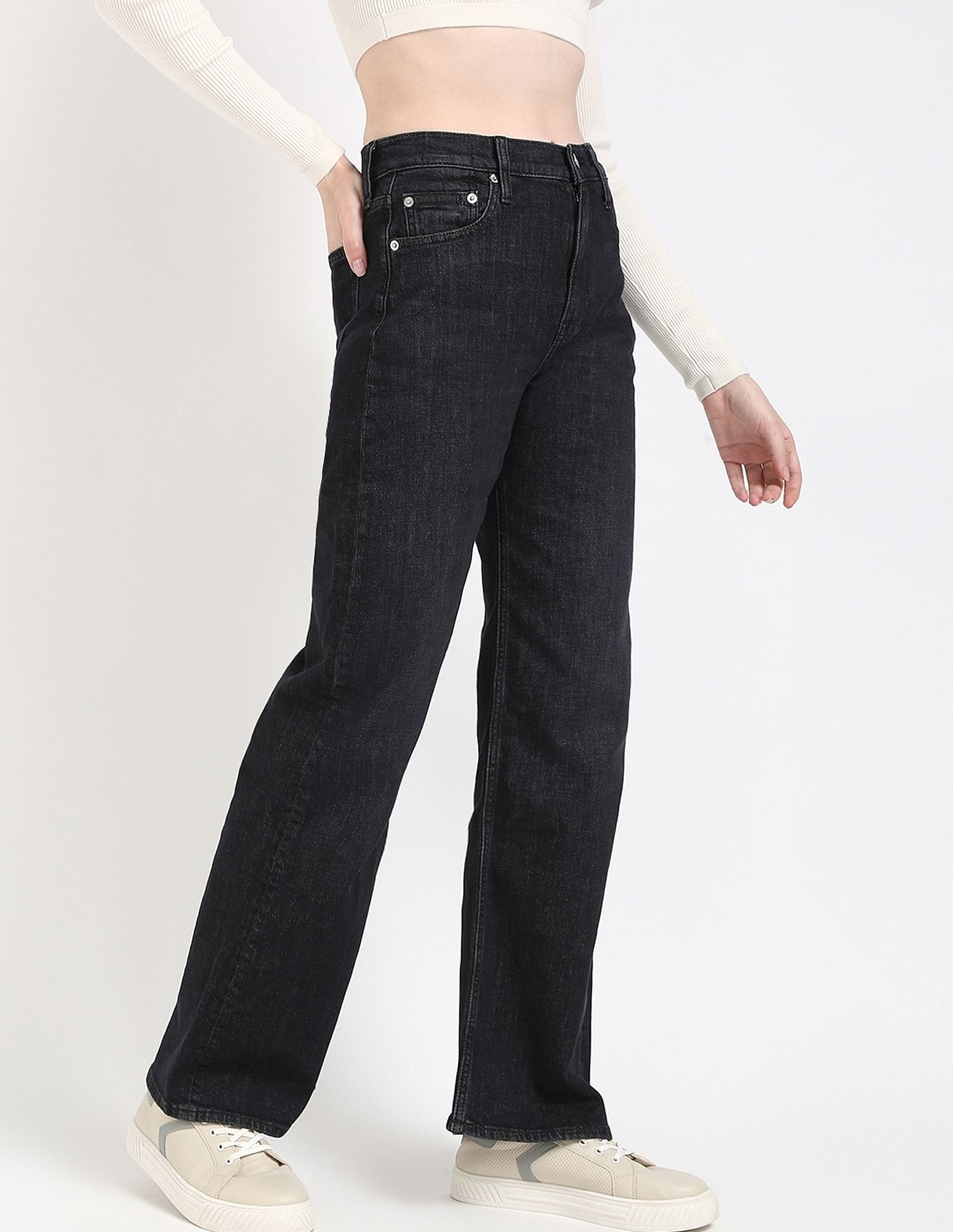 Calvin Klein Jeans Cotton Wide Leg-Fit Mid Rise Jeans