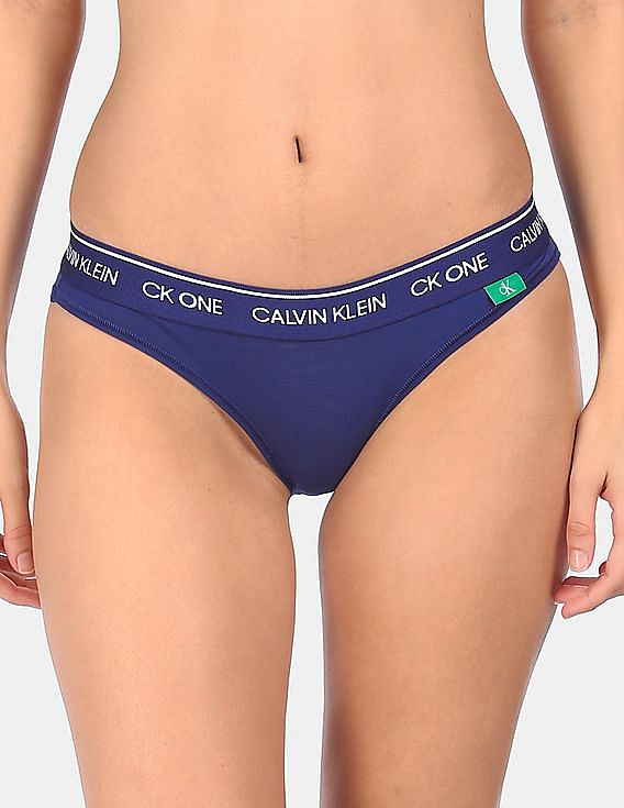 Buy Calvin Klein Underwear Women Blue Elasticized Waistband Solid Bikini  Panty - NNNOW.com