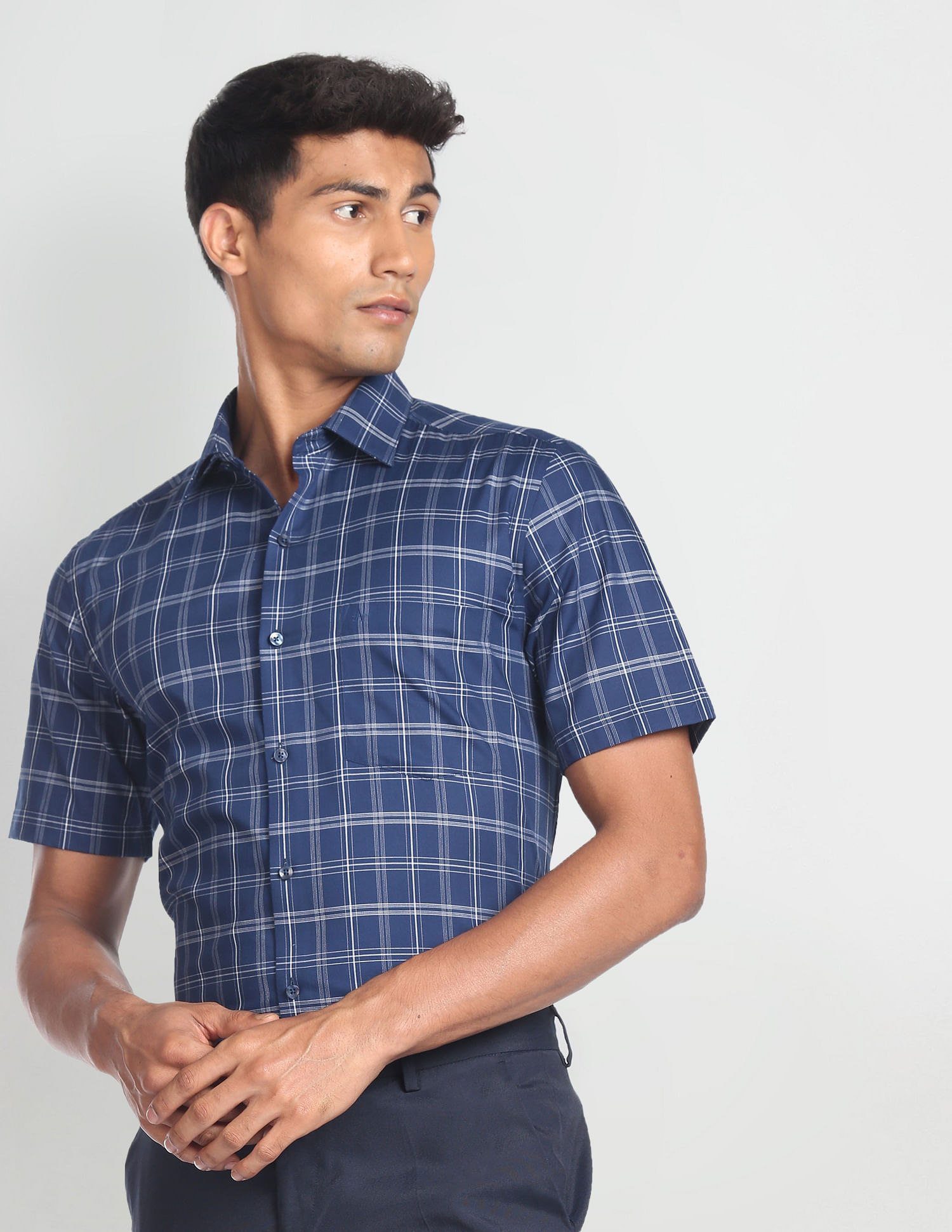 Arrow Cotton Twill Check Formal Shirt