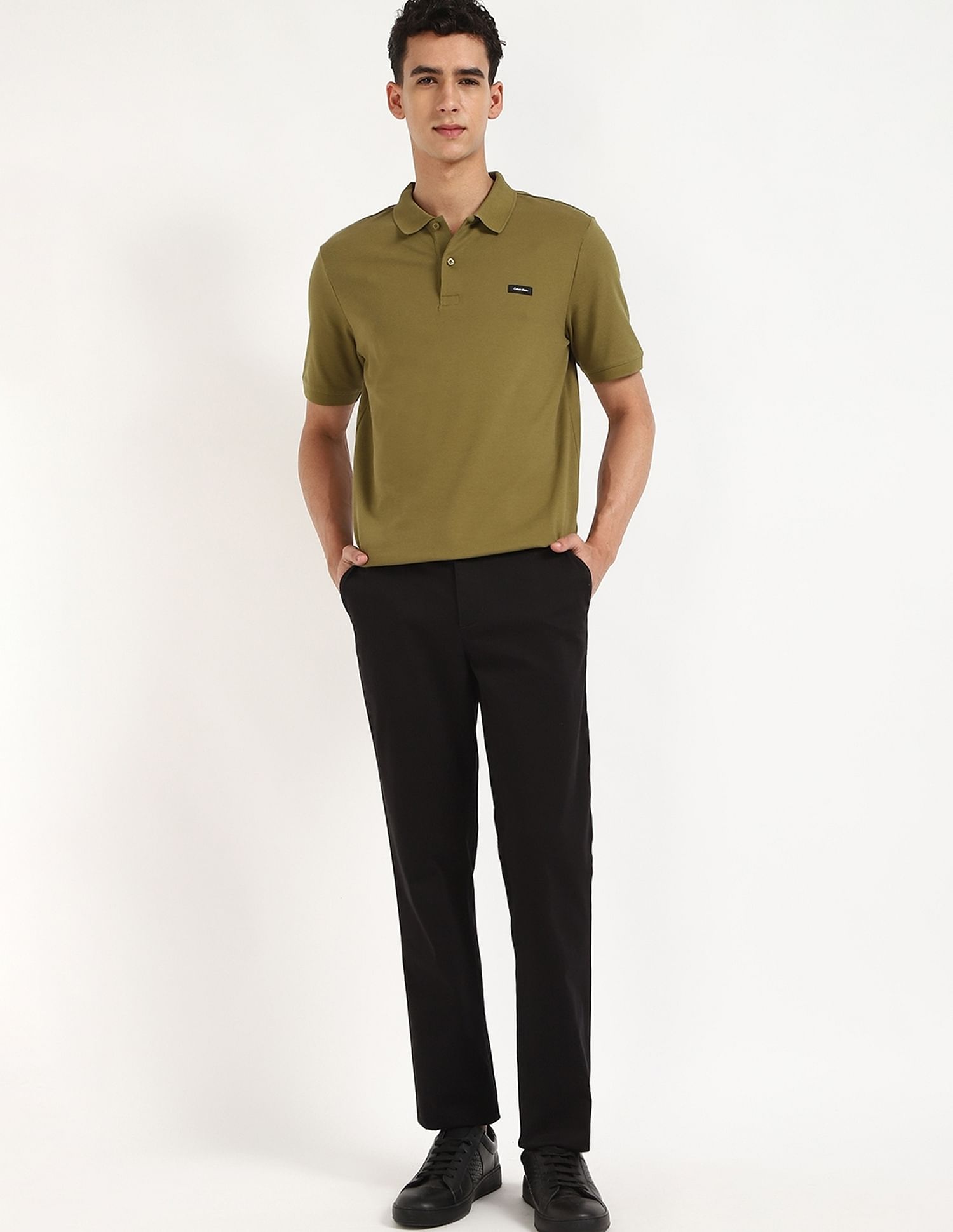 Calvin Klein Jeans Solid Slim-Fit Cotton Polo T-Shirt