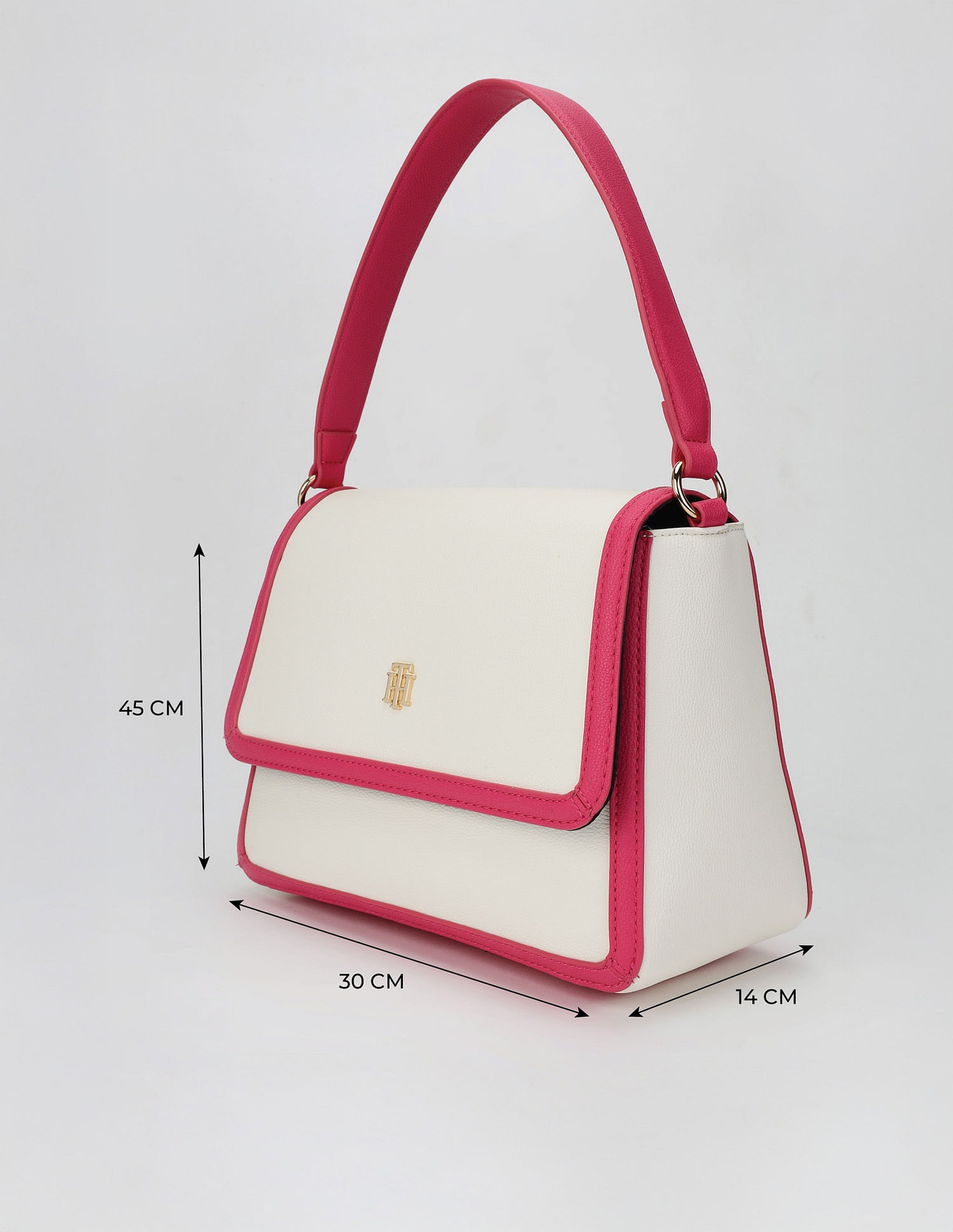 Tommy Hilfiger Solid Pink Pu Hand Bag