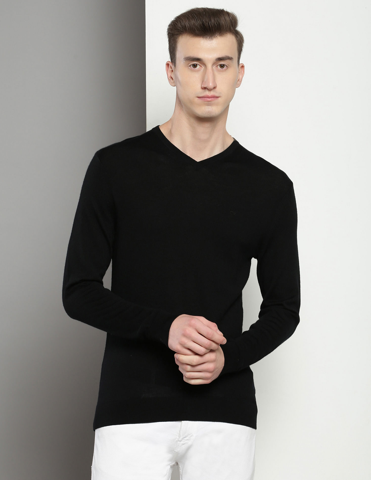 Calvin Klein V-Neck Solid Sweater