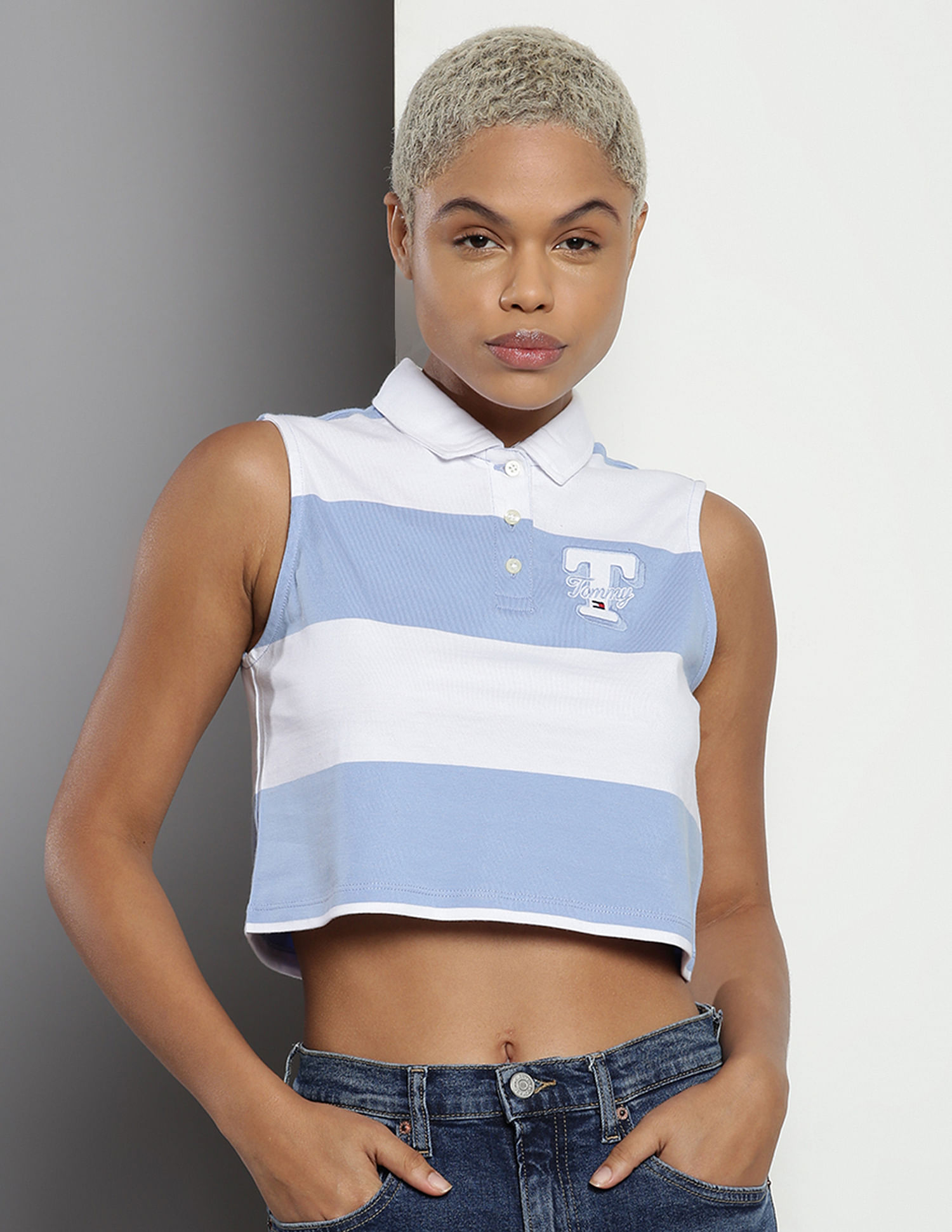 Tommy Hilfiger Letterman Stripe Cropped Top