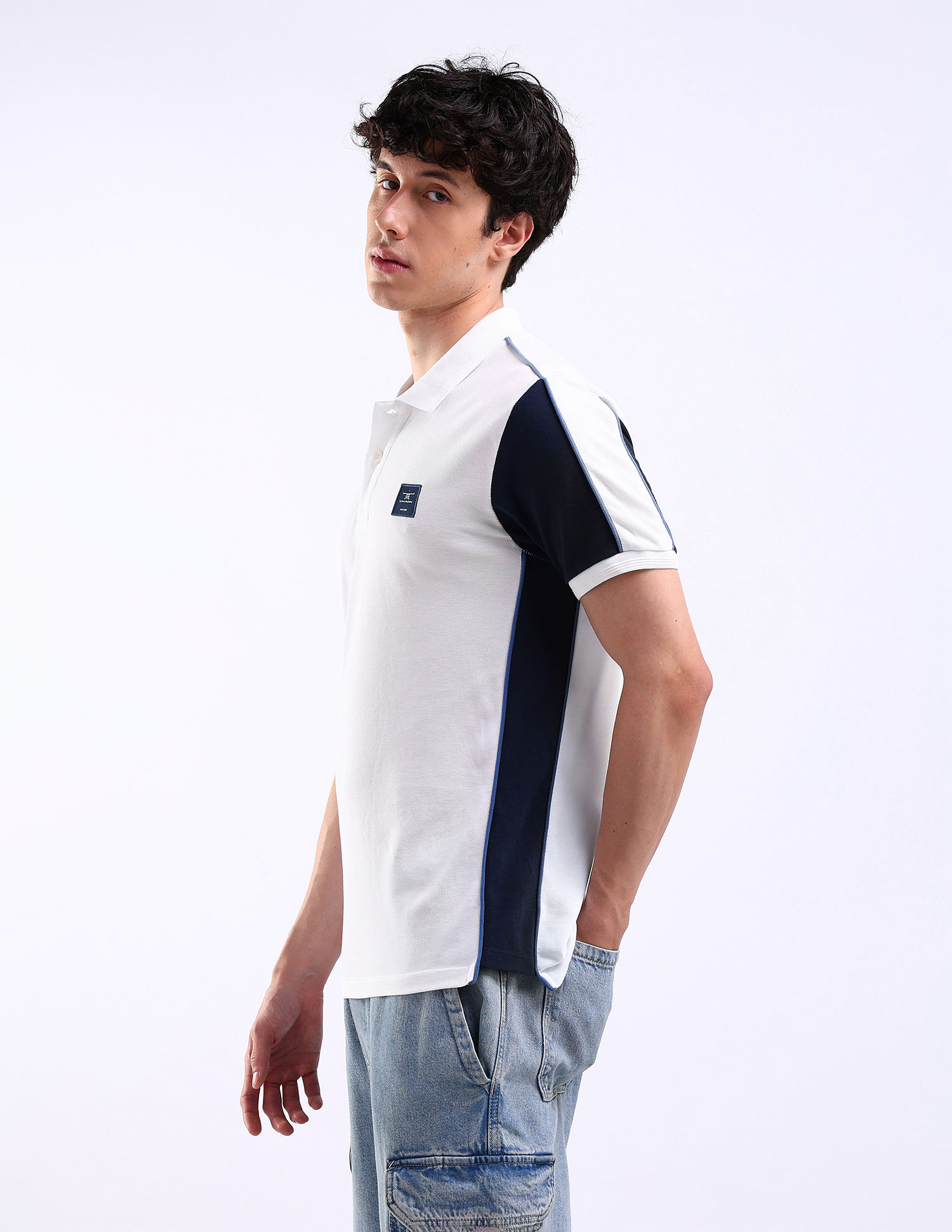 Flying Machine Colour Block Regular Fit Polo Shirt