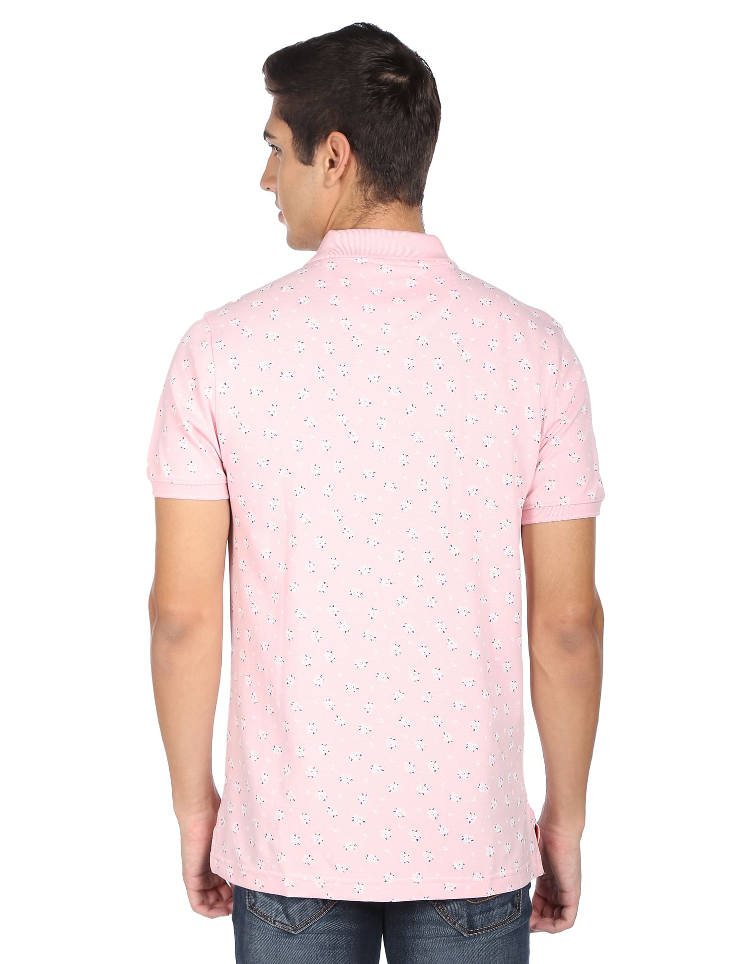 AD by Arvind Modern Floral Print Polo Shirt
