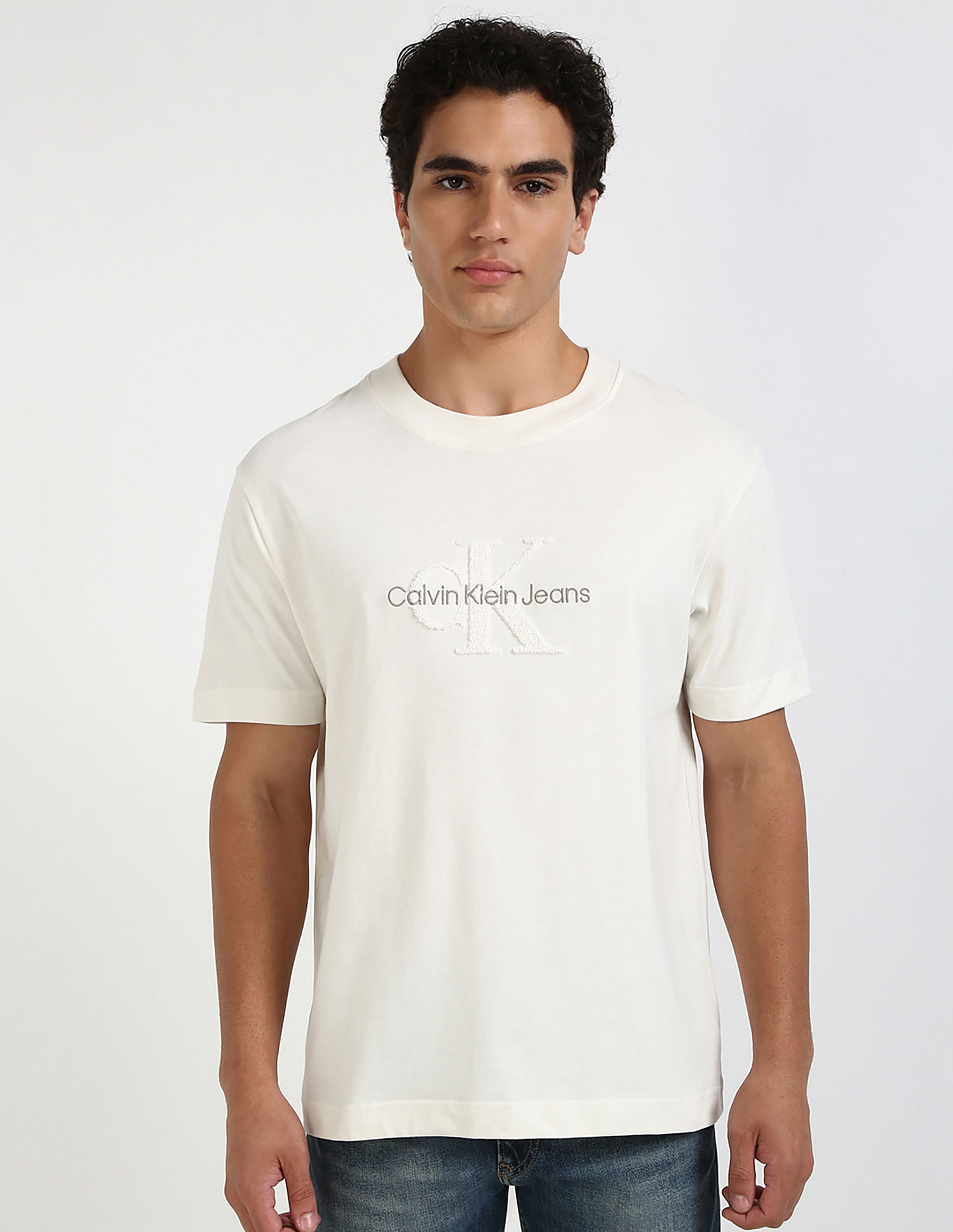 Calvin Klein Jeans Embroidered Logo Regular-Fit Cotton T Shirt