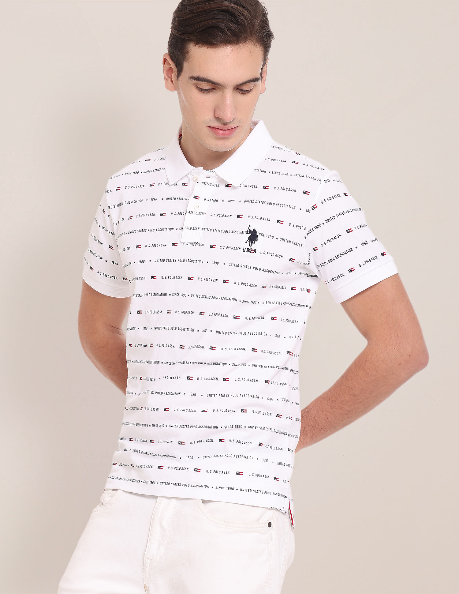 U.S. POLO ASSN. Brand Print Cotton Polo Shirt